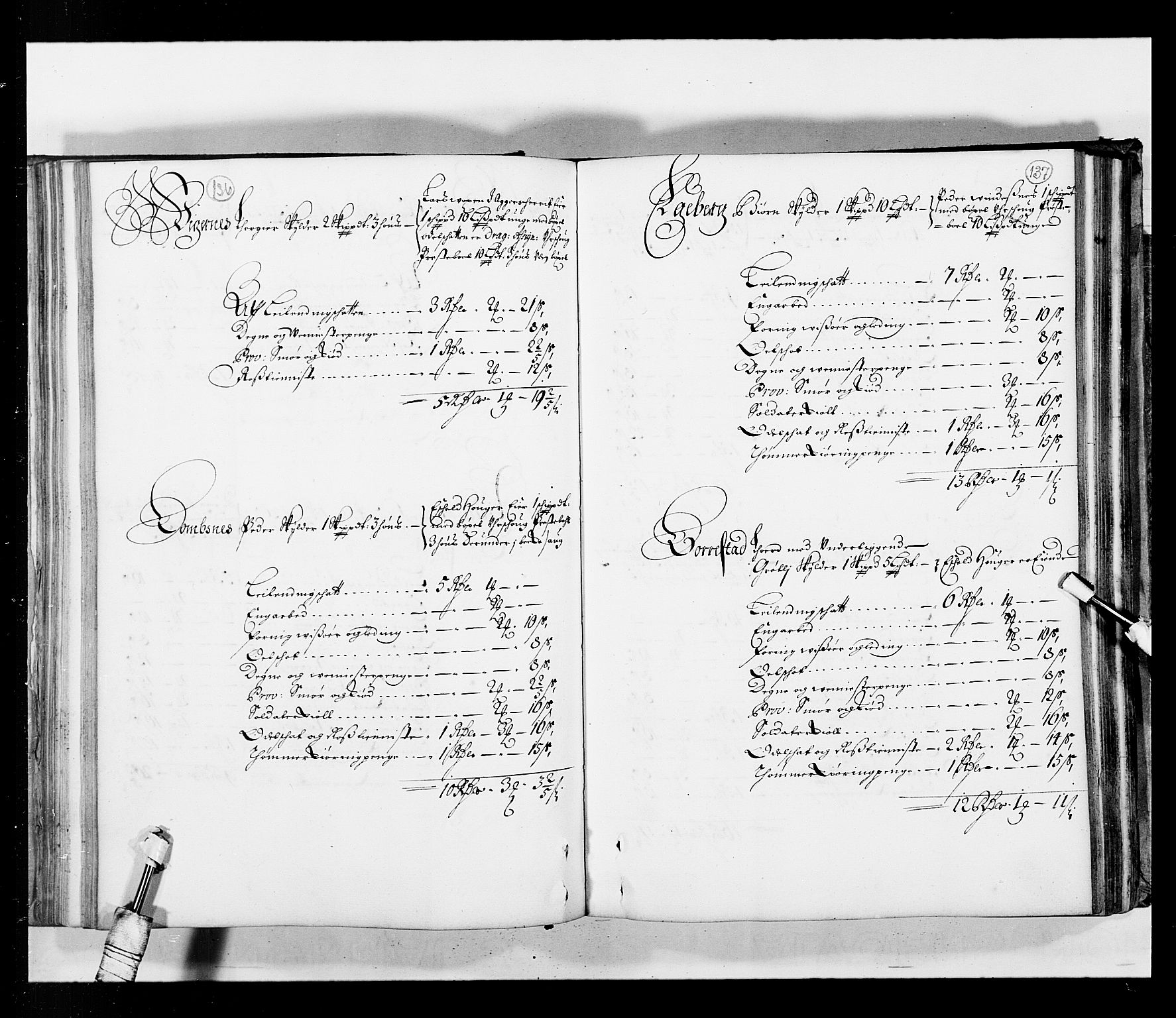 Stattholderembetet 1572-1771, AV/RA-EA-2870/Ek/L0034/0001: Jordebøker 1662-1720: / Matrikkel for Nedre Romerike, 1685, p. 136-137