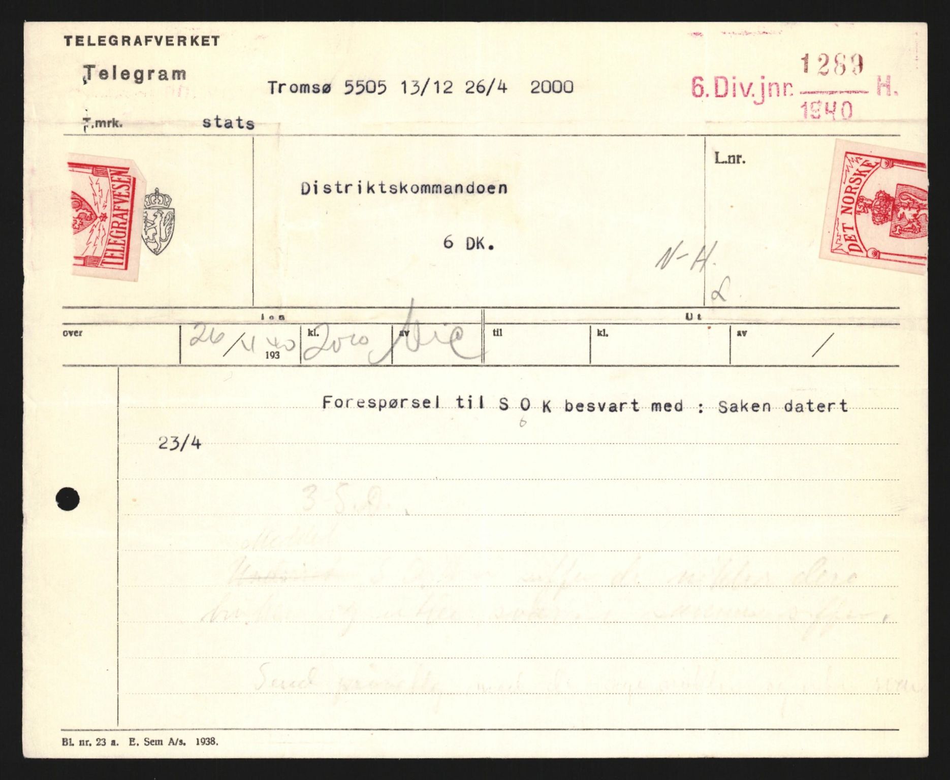 Forsvaret, Forsvarets krigshistoriske avdeling, AV/RA-RAFA-2017/Y/Yb/L0122: II-C-11-600  -  6. Divisjon med avdelinger, 1940, p. 321