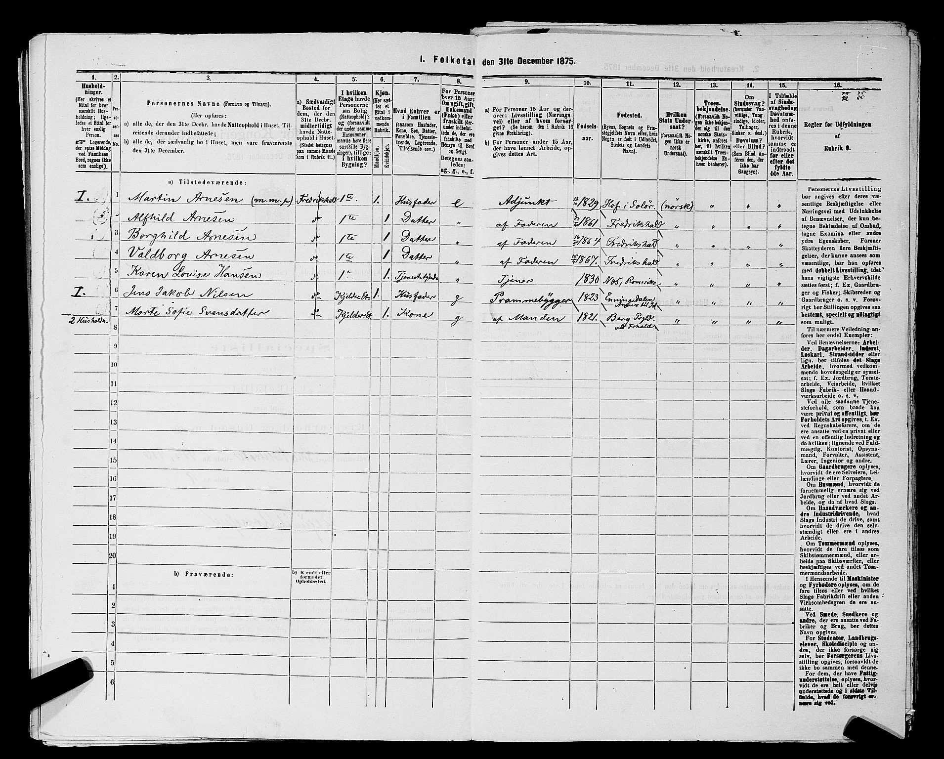 RA, 1875 census for 0101P Fredrikshald, 1875, p. 928
