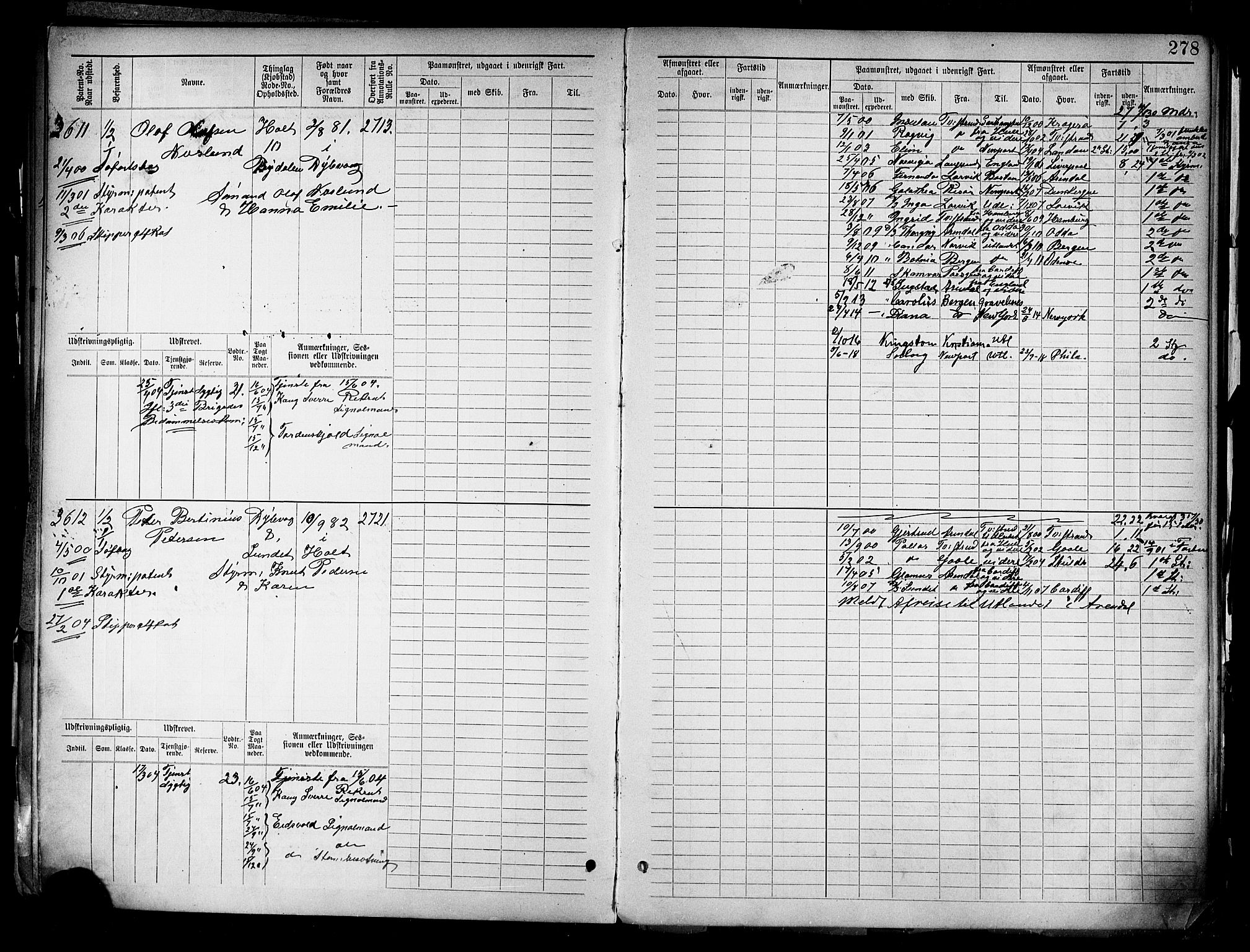 Tvedestrand mønstringskrets, AV/SAK-2031-0011/F/Fb/L0019: Hovedrulle nr 3057-3818, U-35, 1892-1906, p. 286