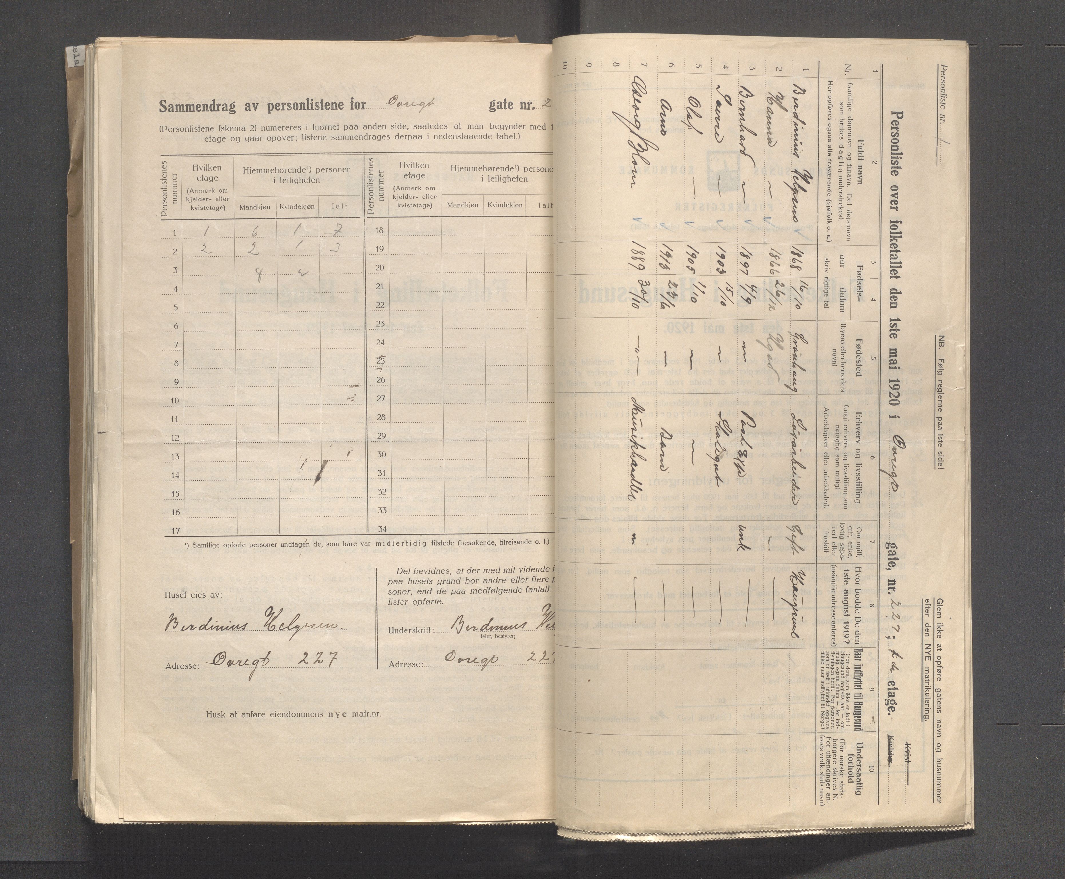 IKAR, Local census 1.5.1920 for Haugesund, 1920, p. 5601