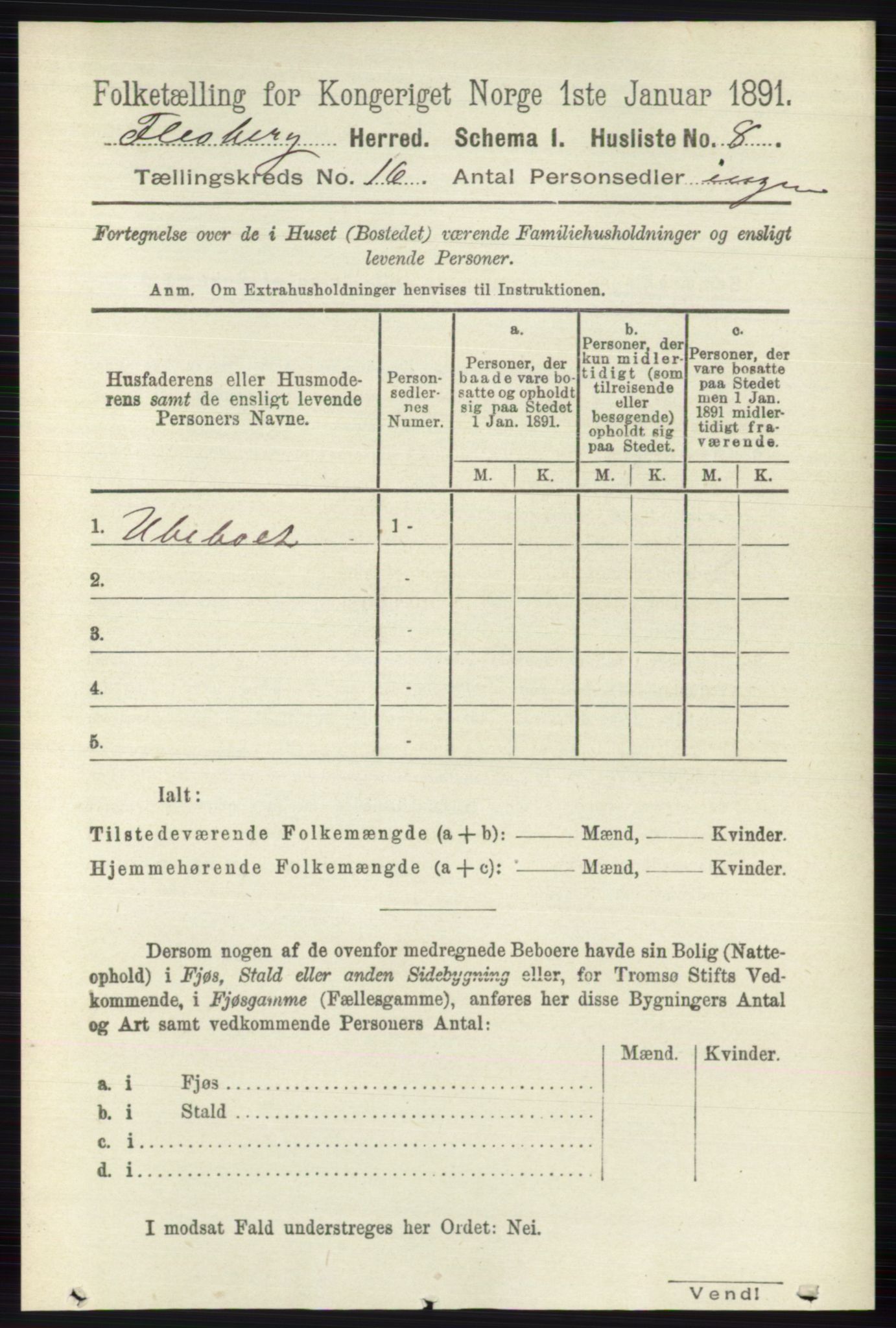 RA, 1891 census for 0631 Flesberg, 1891, p. 2832