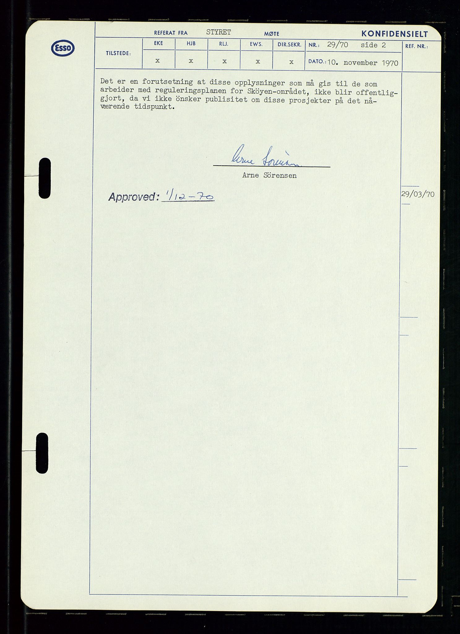 Pa 0982 - Esso Norge A/S, AV/SAST-A-100448/A/Aa/L0003/0002: Den administrerende direksjon Board minutes (styrereferater) og Bedriftforsamlingsprotokoll / Den administrerende direksjon Board minutes (styrereferater), 1970-1974, p. 177