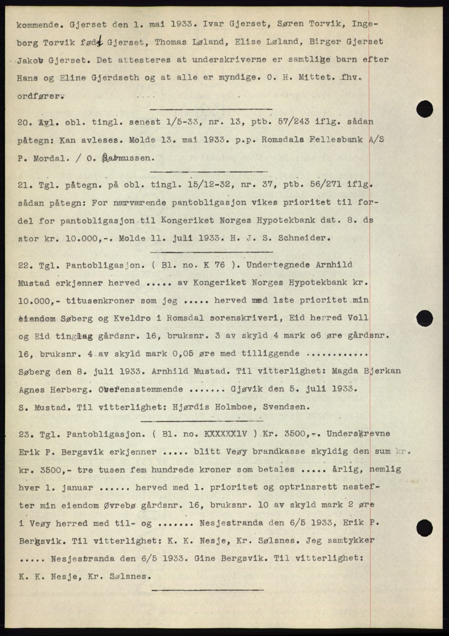 Romsdal sorenskriveri, AV/SAT-A-4149/1/2/2C/L0063: Mortgage book no. 57, 1933-1933, Deed date: 15.07.1933