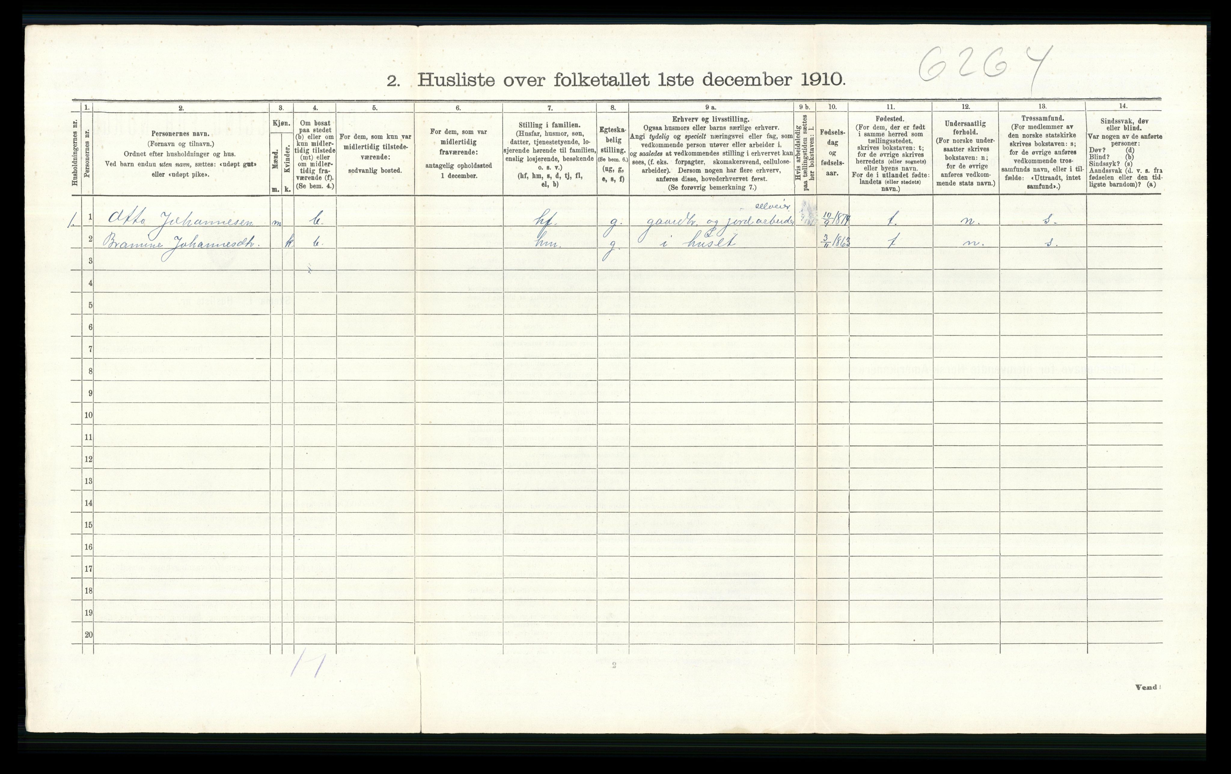 RA, 1910 census for Vestre Toten, 1910, p. 1116