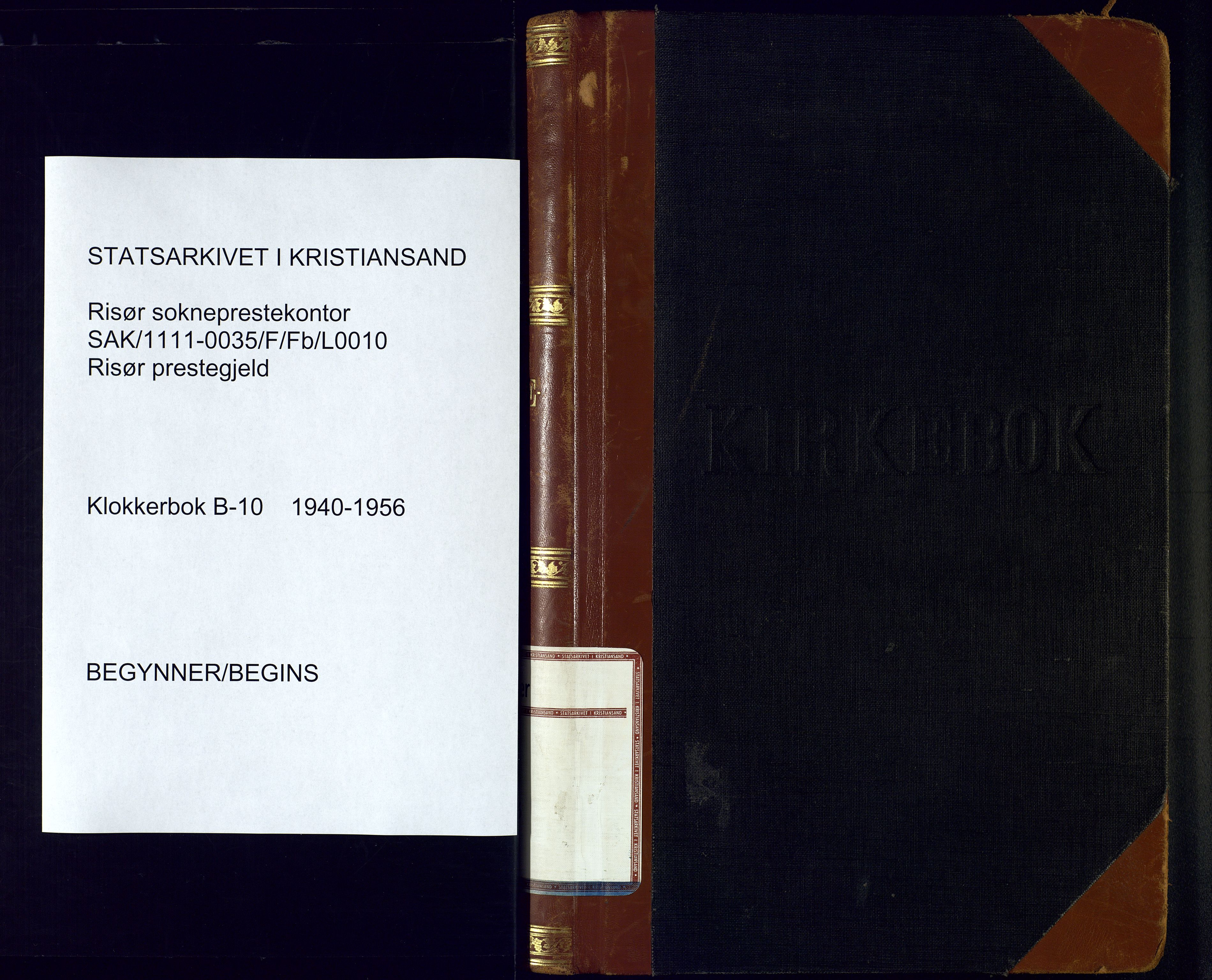 Risør sokneprestkontor, SAK/1111-0035/F/Fb/L0010: Parish register (copy) no. B 10, 1940-1956