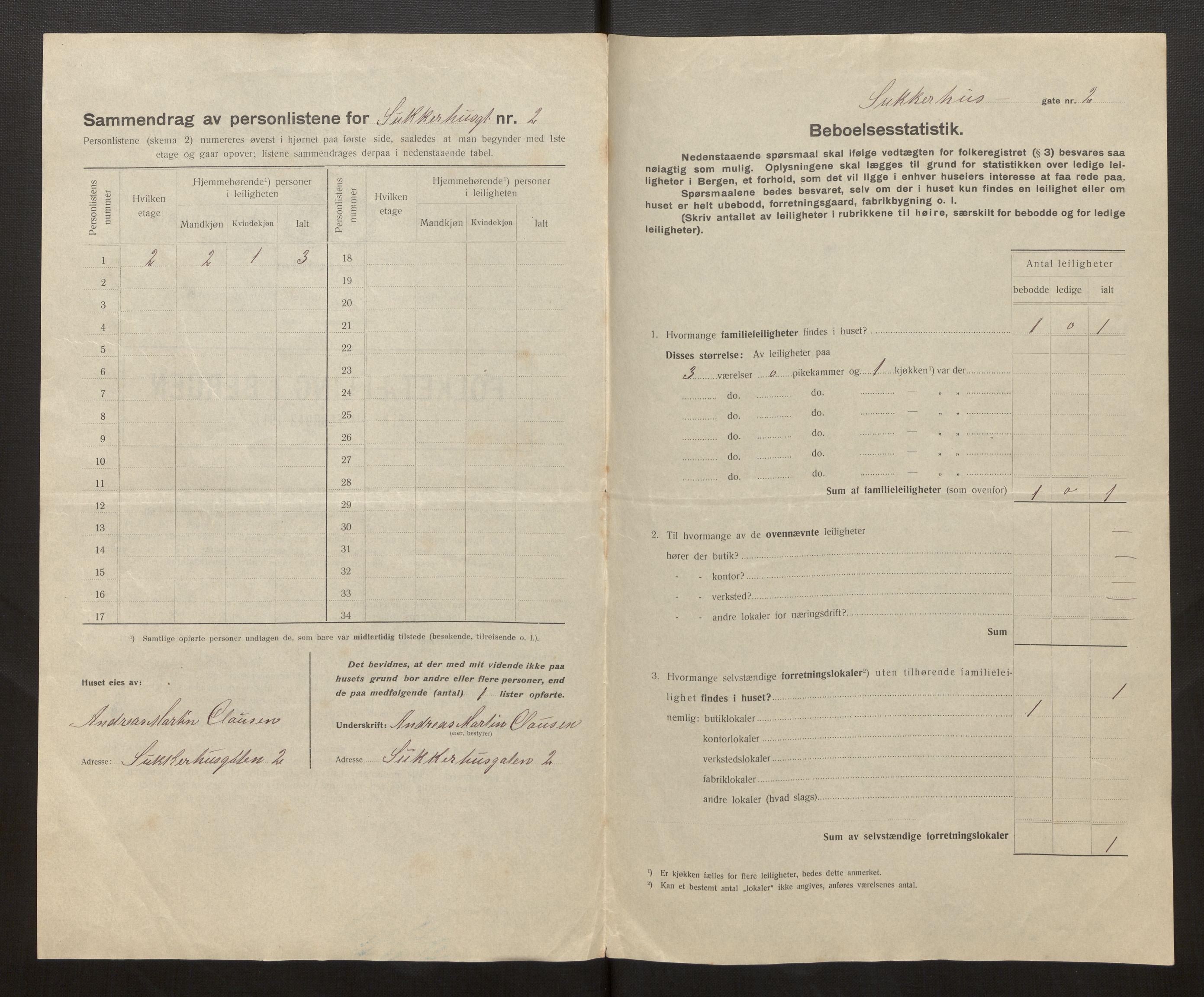 SAB, Municipal Census 1917 for Bergen, 1917, p. 39634