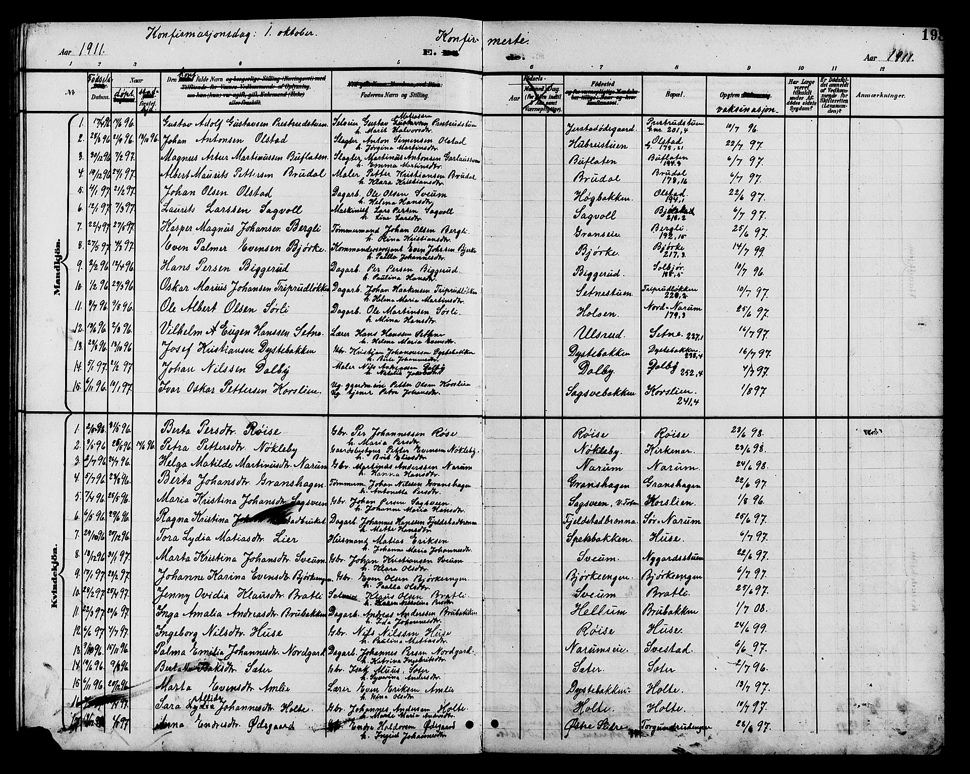Vestre Toten prestekontor, AV/SAH-PREST-108/H/Ha/Hab/L0011: Parish register (copy) no. 11, 1901-1911, p. 198
