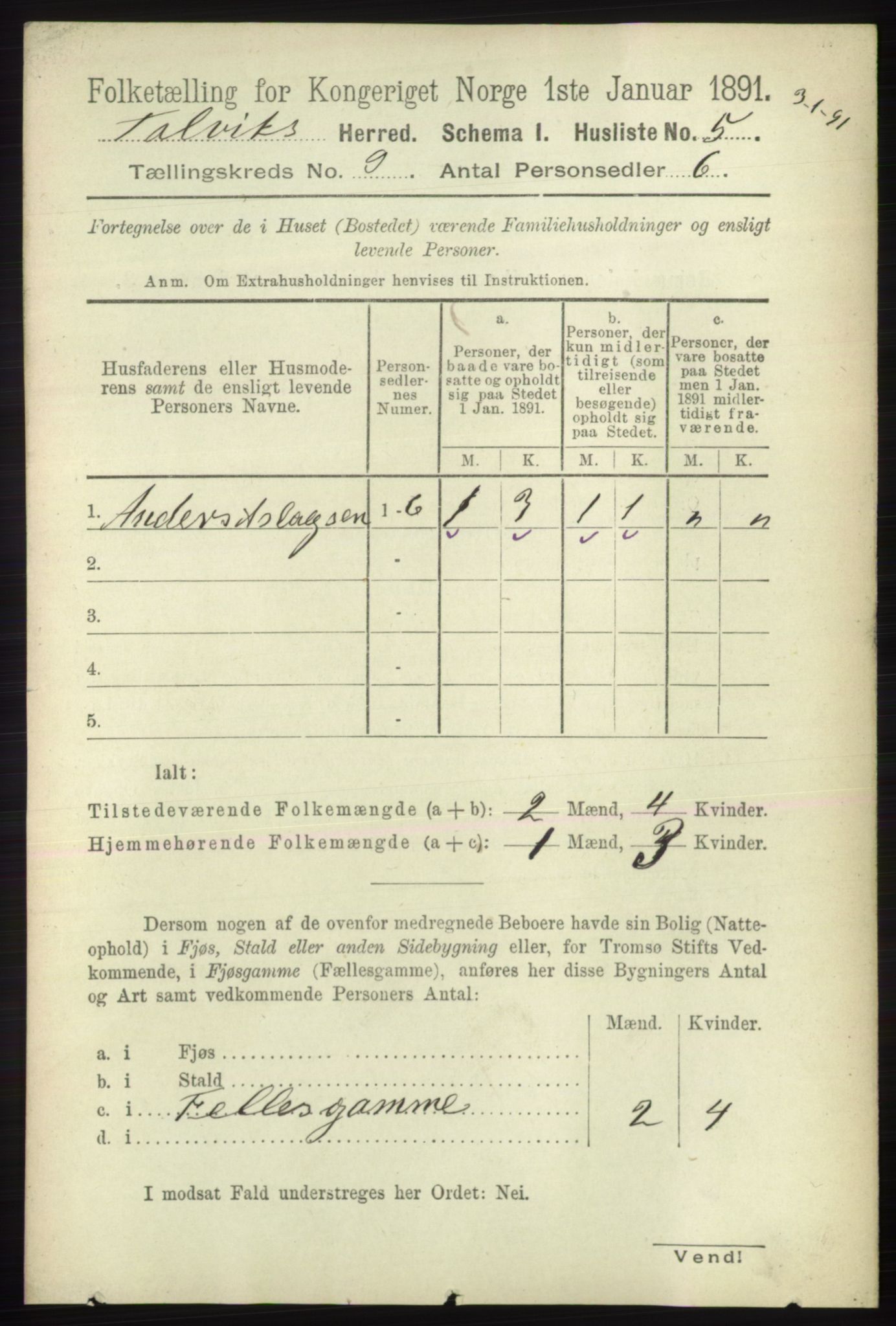 RA, 1891 census for 2013 Talvik, 1891, p. 2147