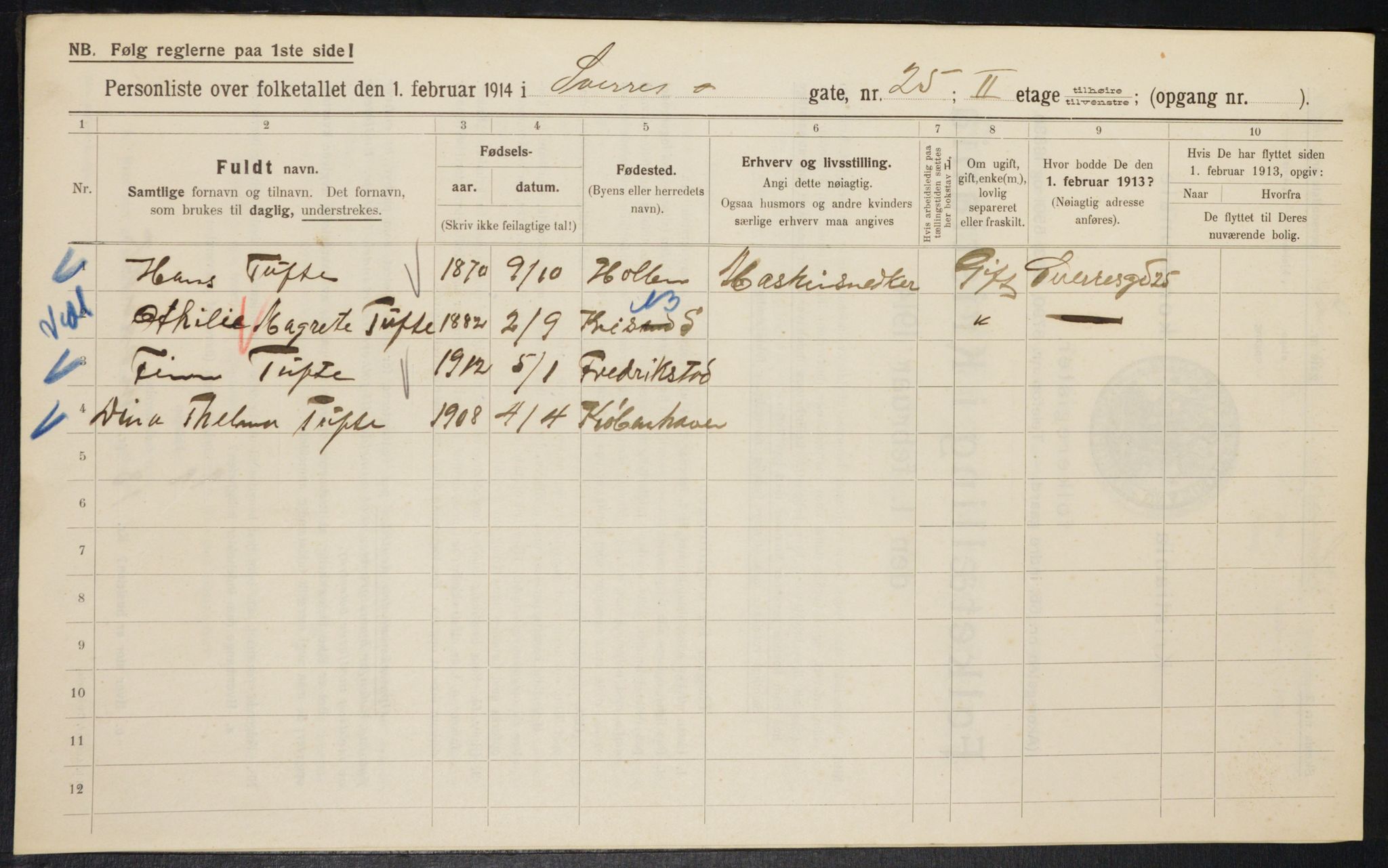 OBA, Municipal Census 1914 for Kristiania, 1914, p. 106776