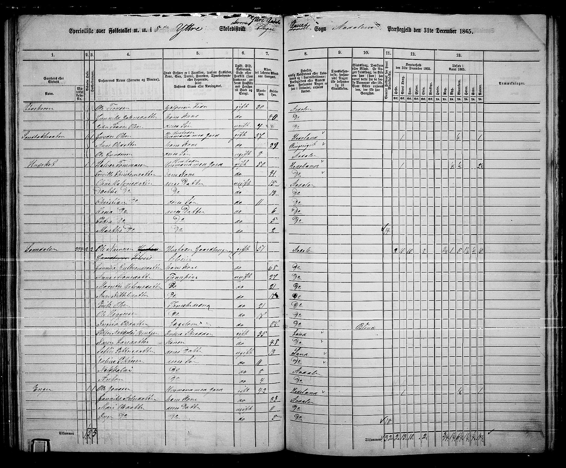 RA, 1865 census for Ådal, 1865, p. 78