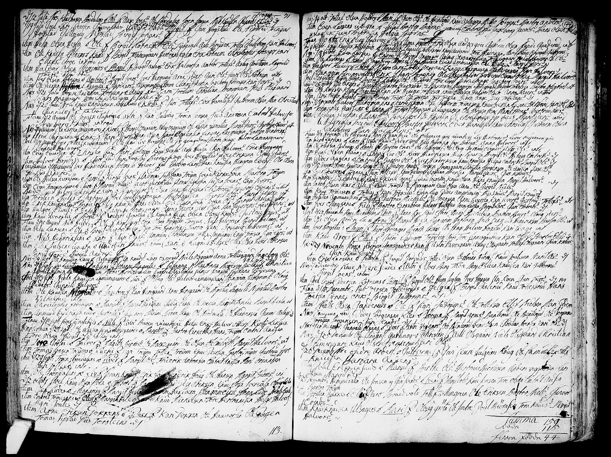 Nes kirkebøker, SAKO/A-236/F/Fa/L0002: Parish register (official) no. 2, 1707-1759, p. 174