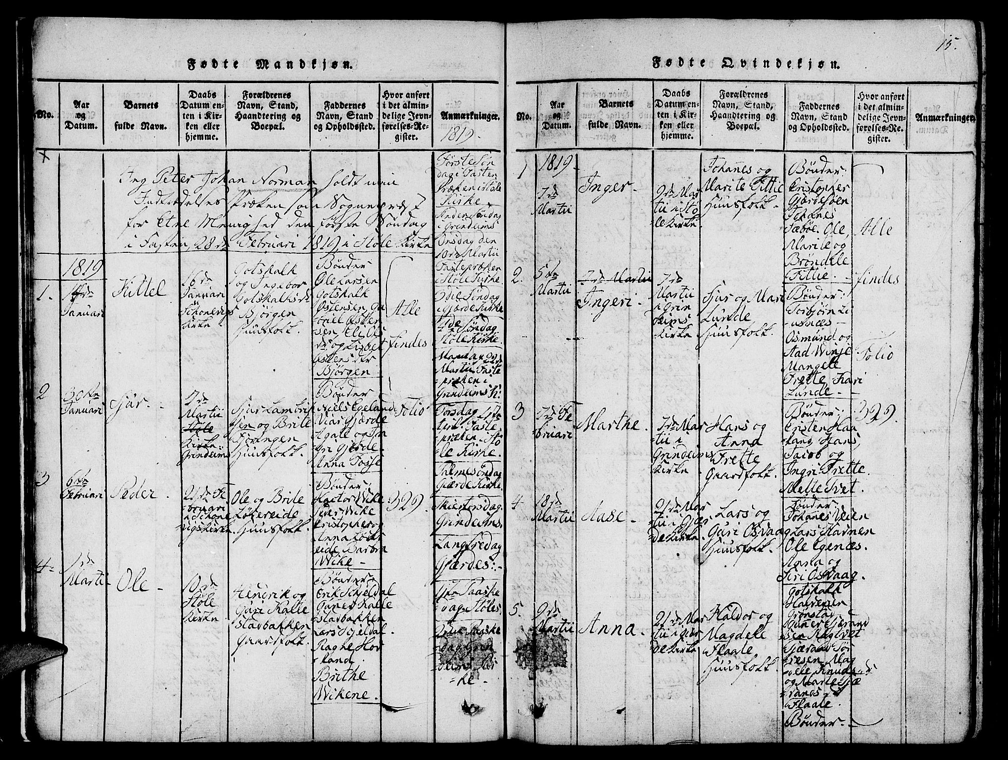 Etne sokneprestembete, SAB/A-75001/H/Haa: Parish register (official) no. A 6, 1815-1831, p. 15