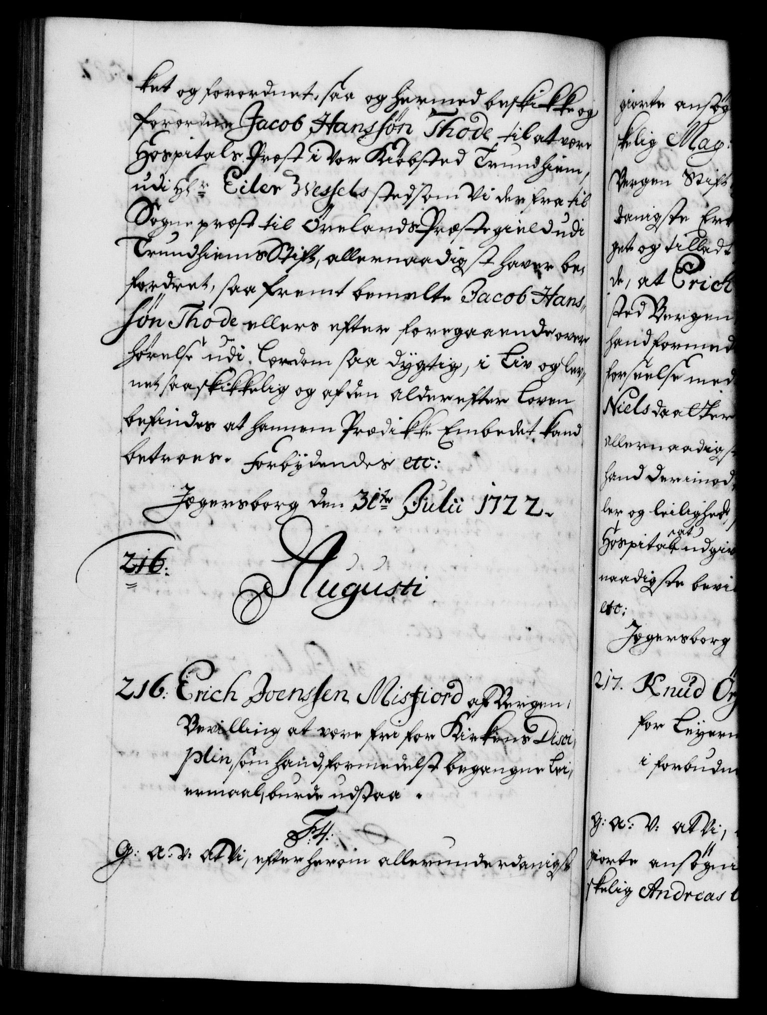 Danske Kanselli 1572-1799, AV/RA-EA-3023/F/Fc/Fca/Fcaa/L0023: Norske registre, 1720-1722, p. 587b