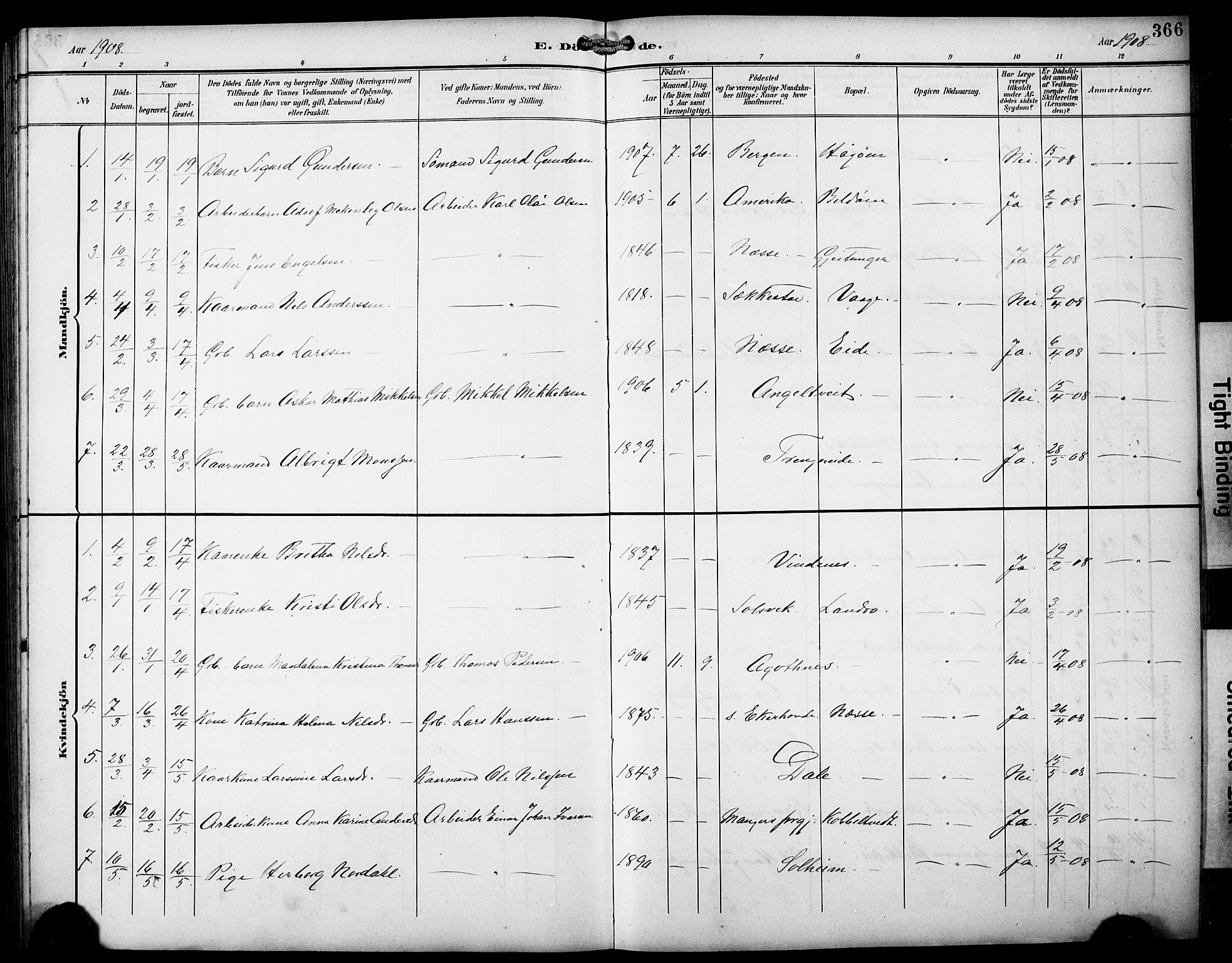 Fjell sokneprestembete, AV/SAB-A-75301/H/Hab: Parish register (copy) no. A 5, 1899-1918, p. 366