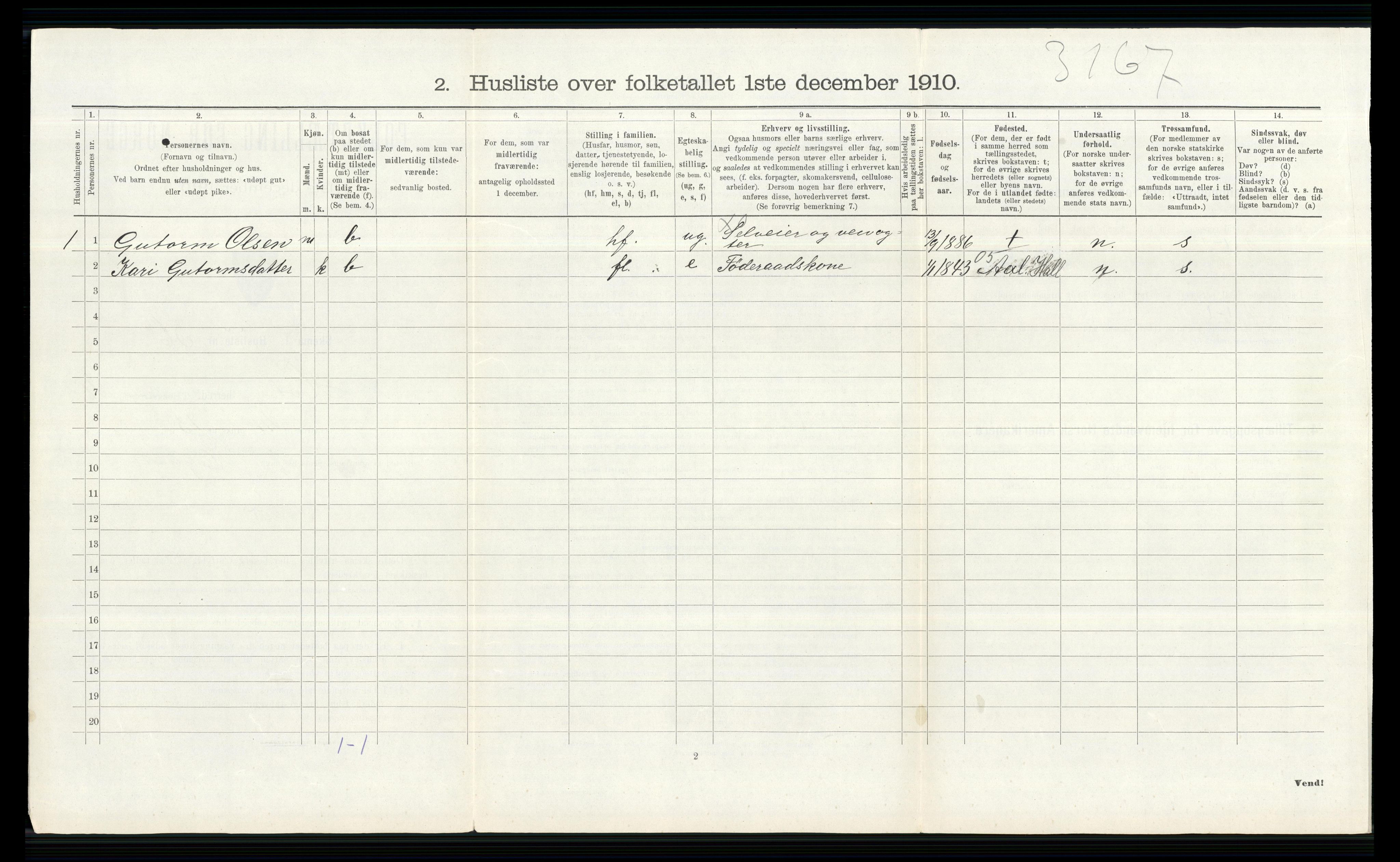 RA, 1910 census for Hol, 1910, p. 402