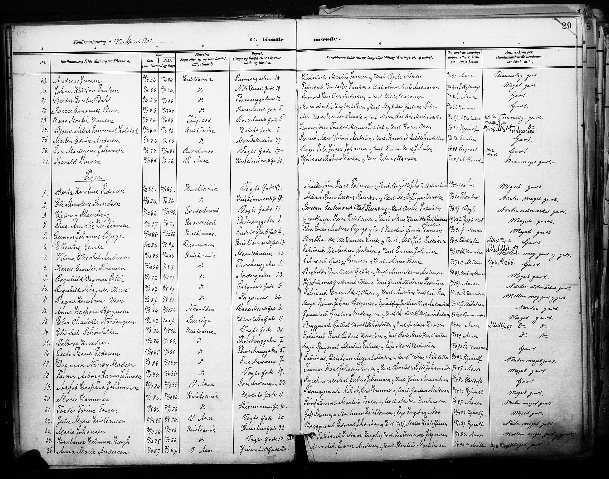 Sagene prestekontor Kirkebøker, AV/SAO-A-10796/F/L0005: Parish register (official) no. 5, 1898-1911, p. 29