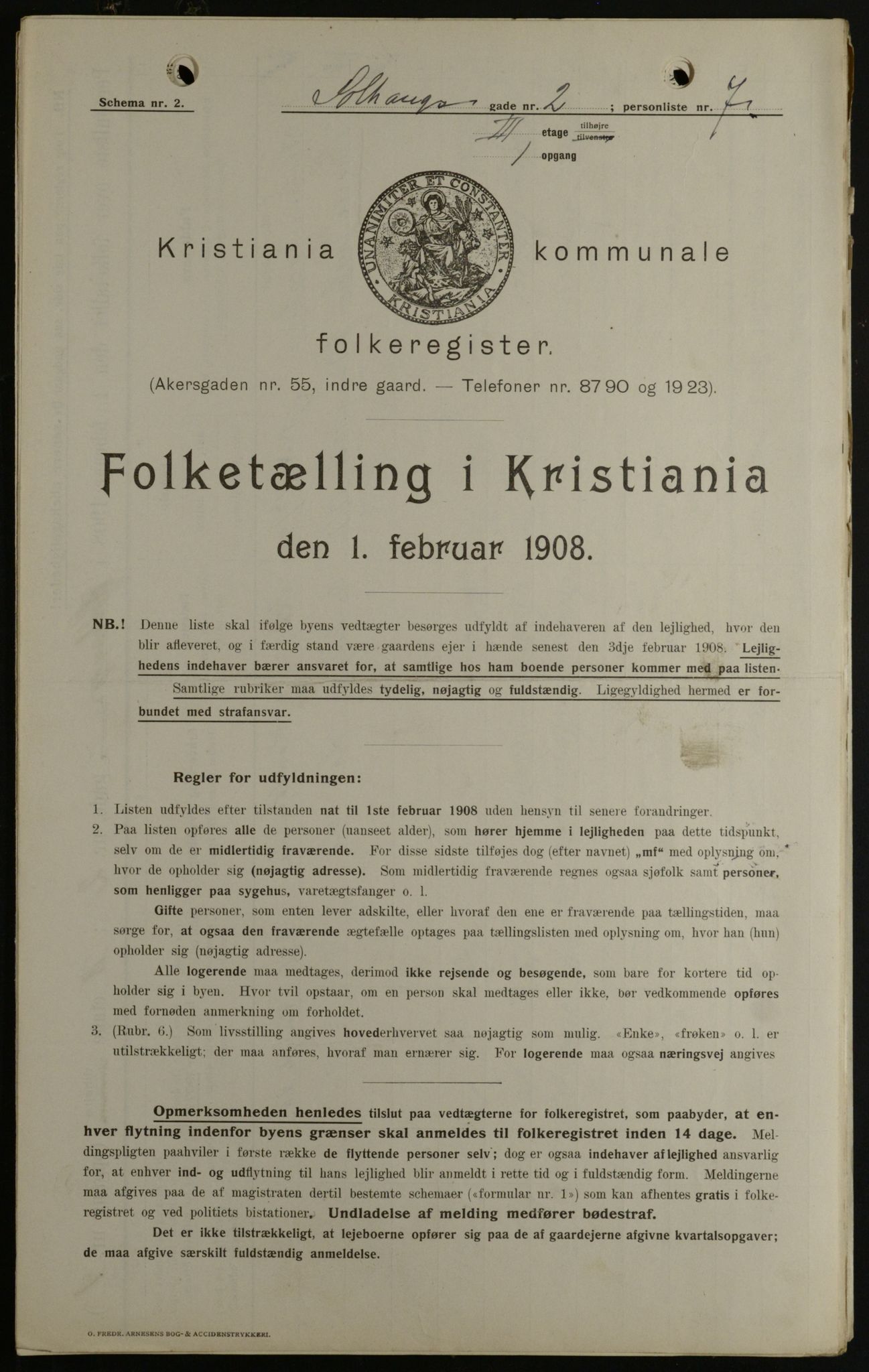 OBA, Municipal Census 1908 for Kristiania, 1908, p. 89565