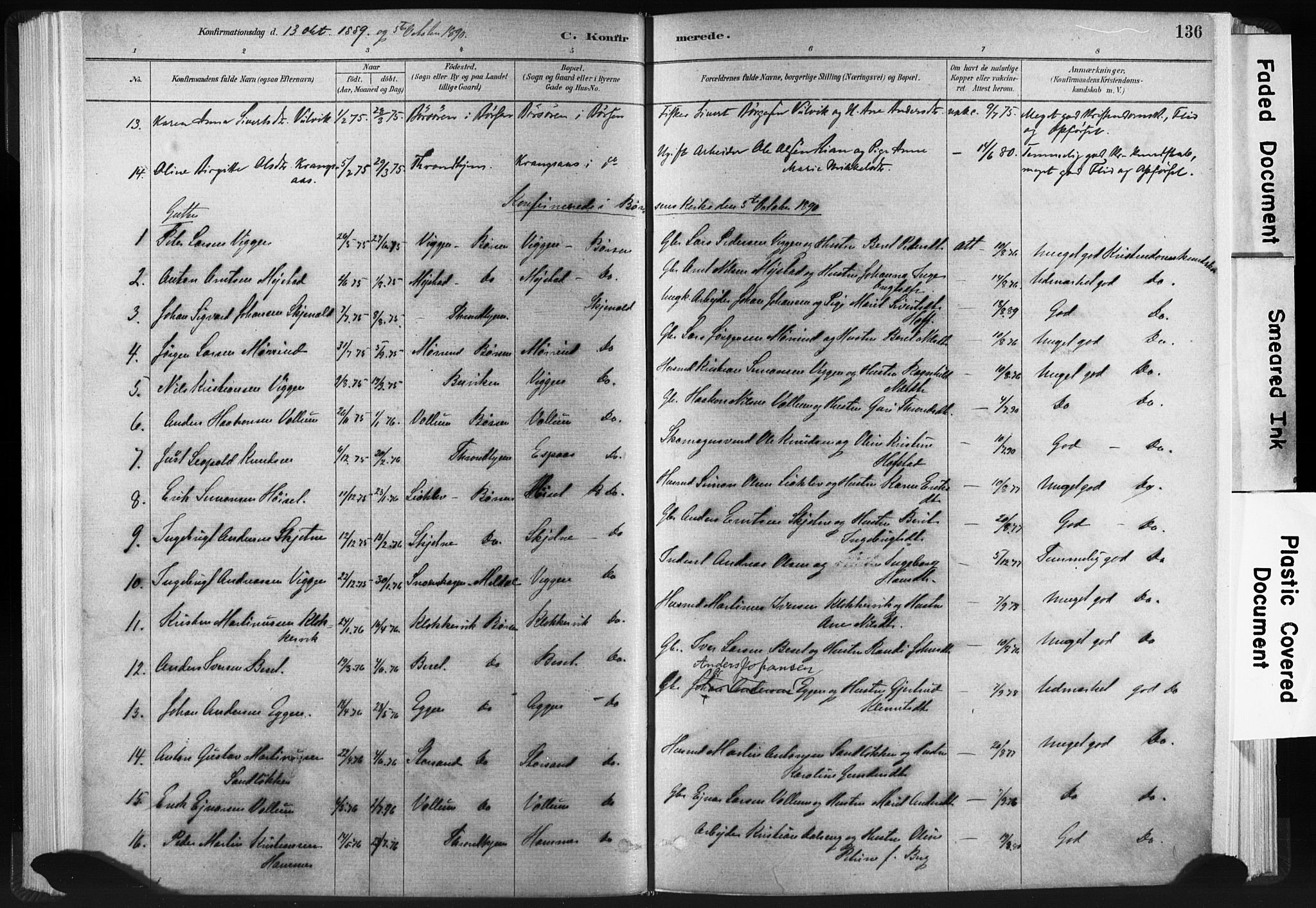 Ministerialprotokoller, klokkerbøker og fødselsregistre - Sør-Trøndelag, SAT/A-1456/665/L0773: Parish register (official) no. 665A08, 1879-1905, p. 136