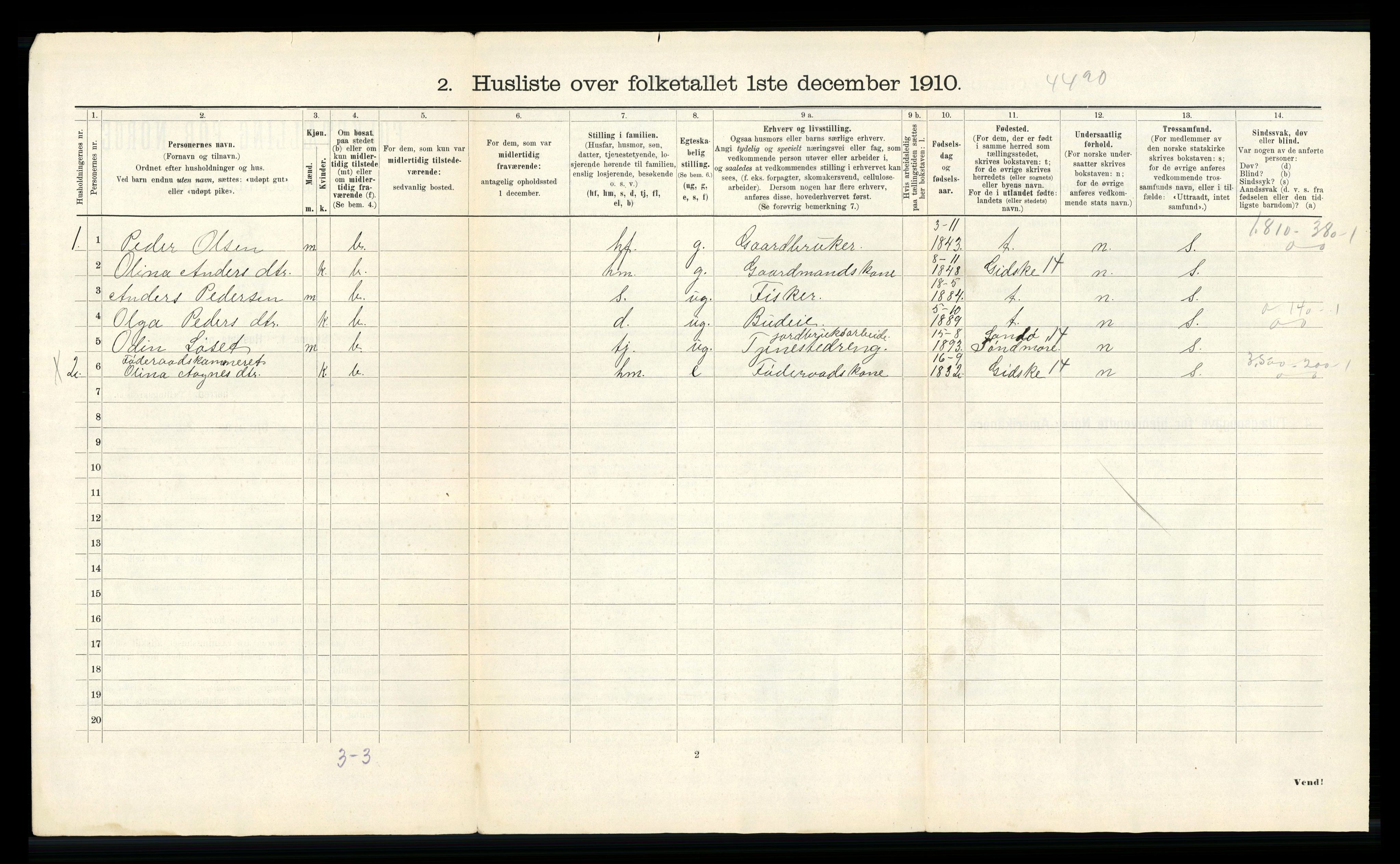 RA, 1910 census for Roald, 1910, p. 19