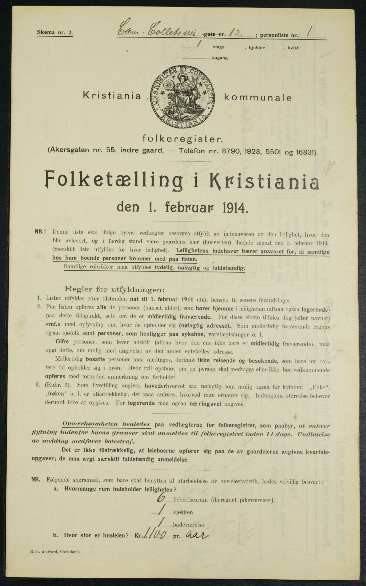 OBA, Municipal Census 1914 for Kristiania, 1914, p. 11913