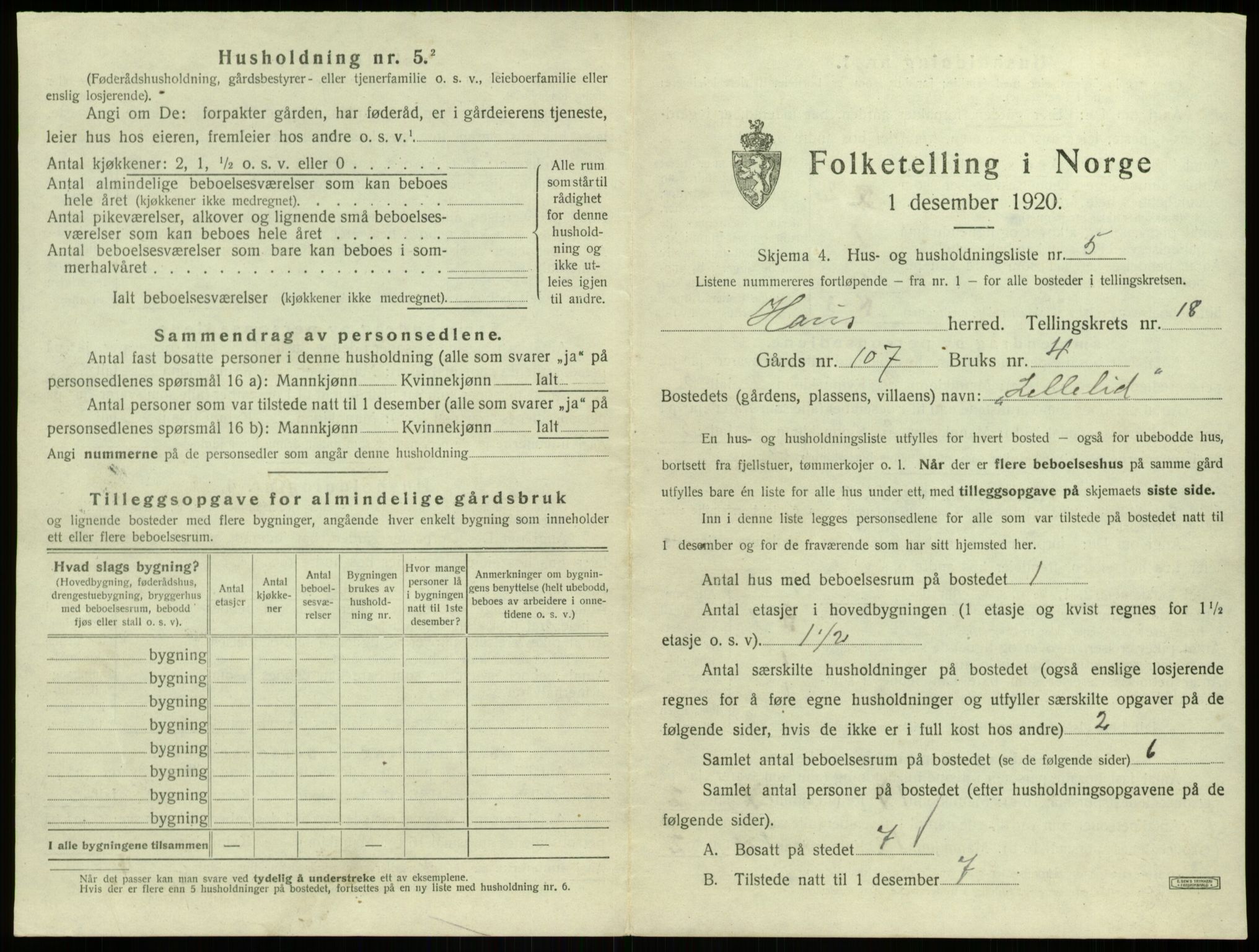 SAB, 1920 census for Haus, 1920, p. 1554