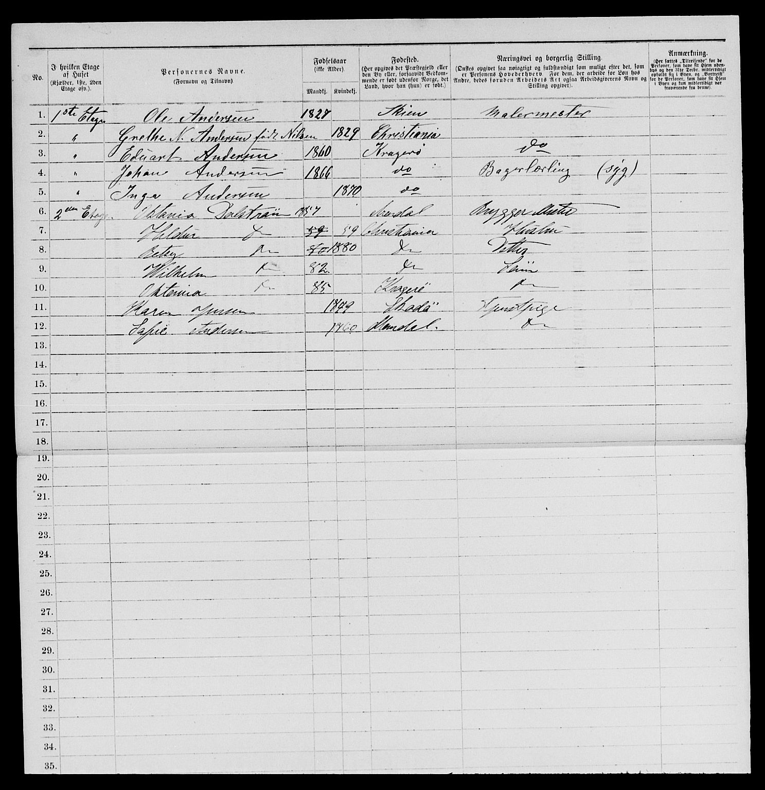 SAKO, 1885 census for 0801 Kragerø, 1885, p. 824