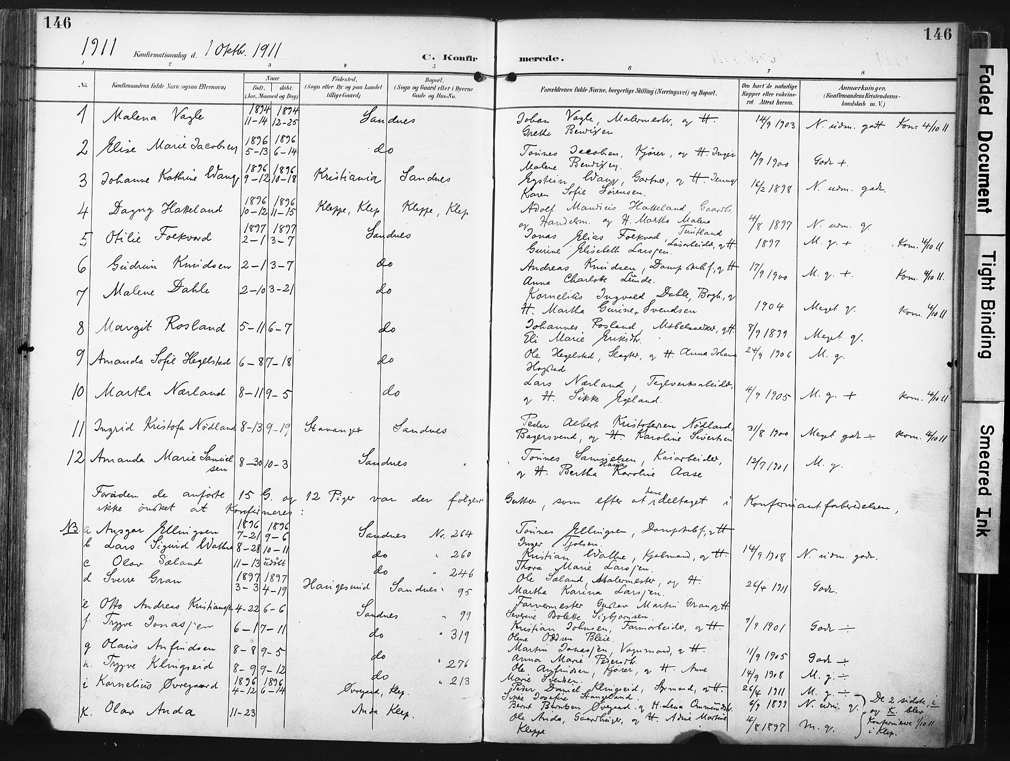 Høyland sokneprestkontor, AV/SAST-A-101799/001/30BA/L0016: Parish register (official) no. A 16, 1899-1911, p. 146