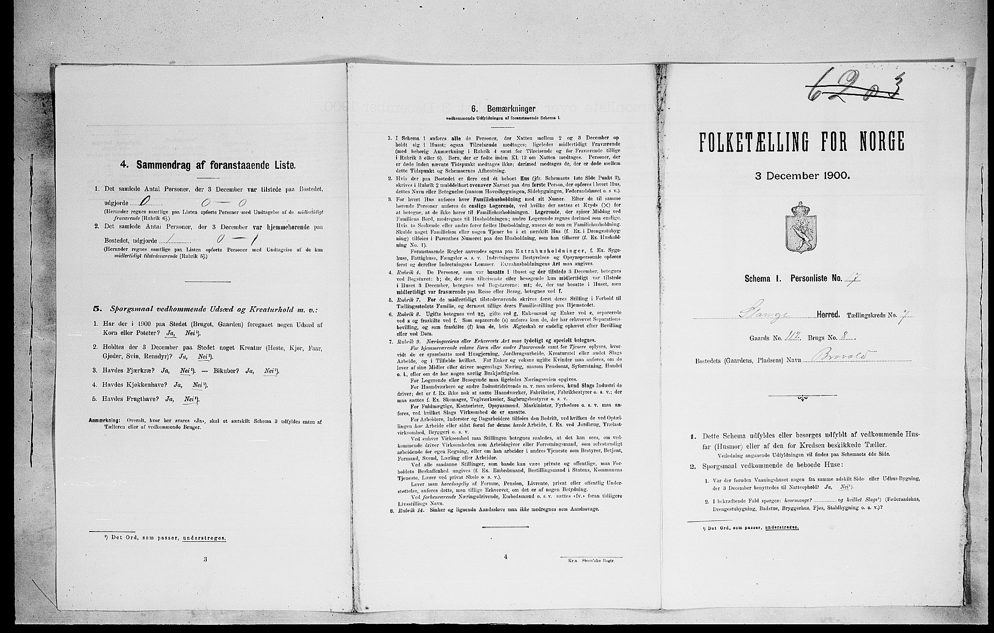 SAH, 1900 census for Stange, 1900, p. 1466