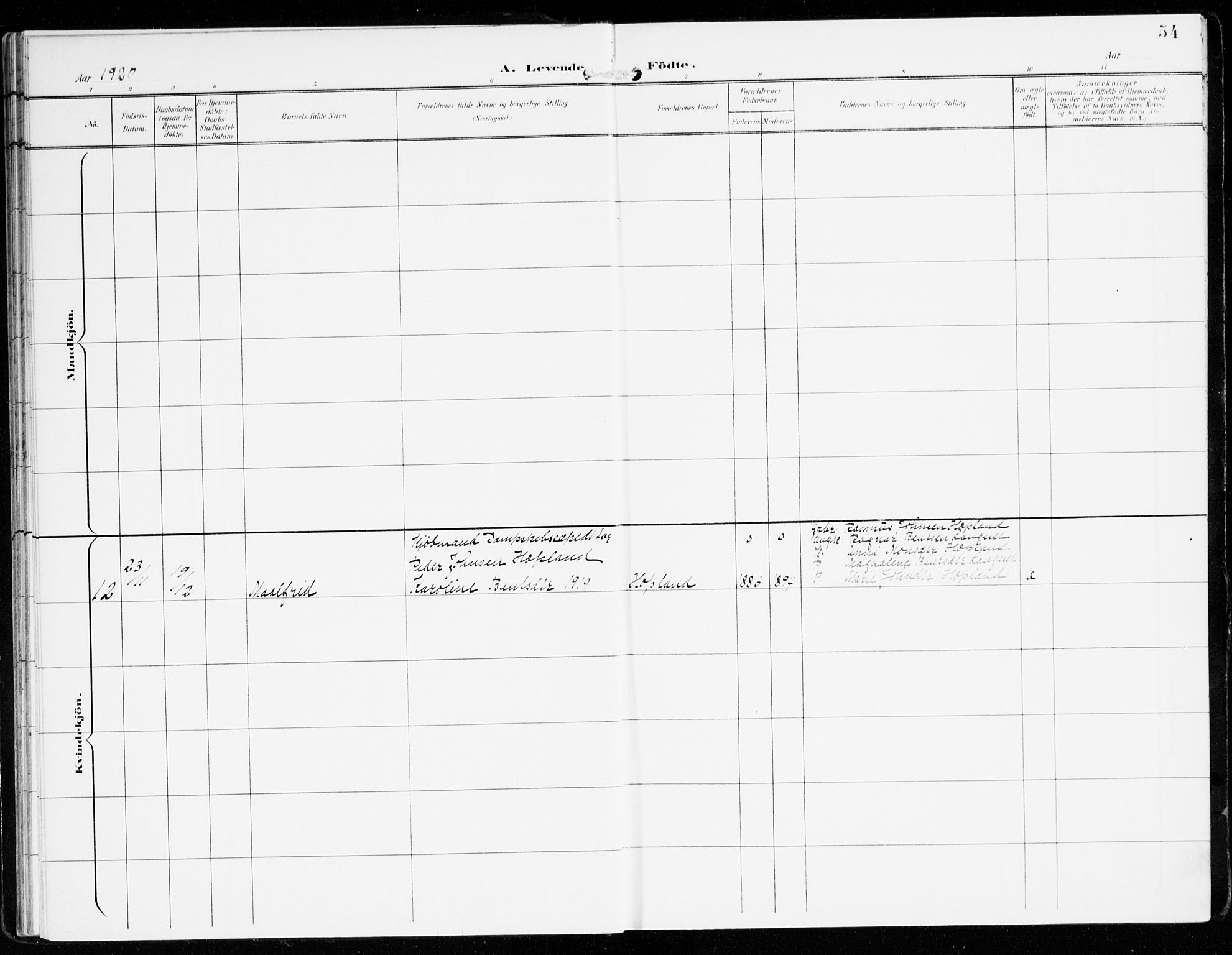 Innvik sokneprestembete, AV/SAB-A-80501: Parish register (official) no. D 2, 1900-1921, p. 54