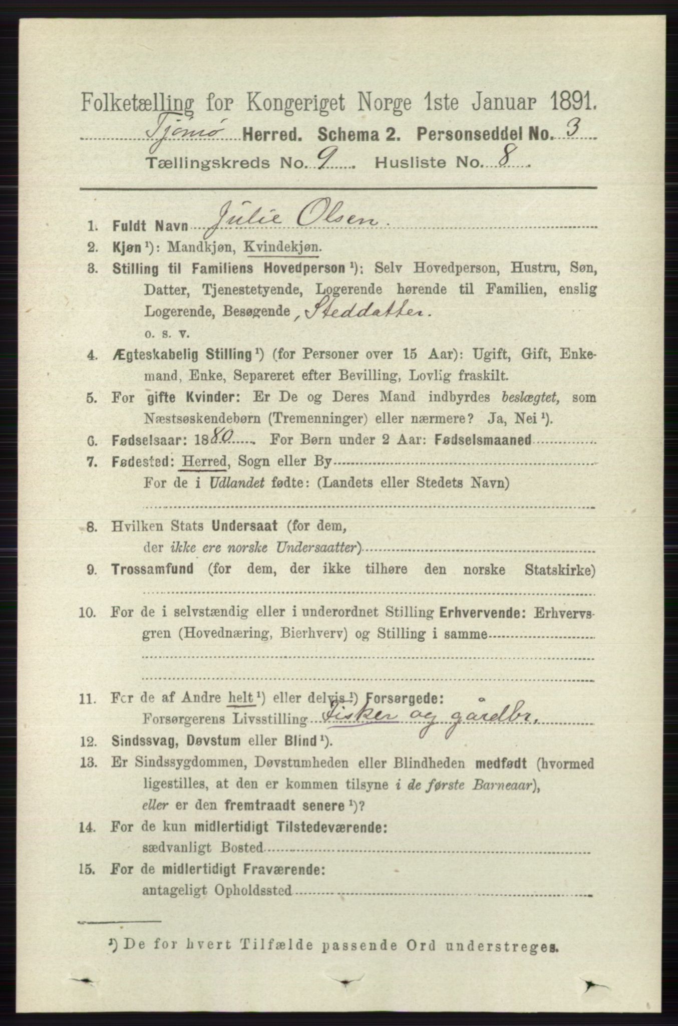 RA, 1891 census for 0723 Tjøme, 1891, p. 3297