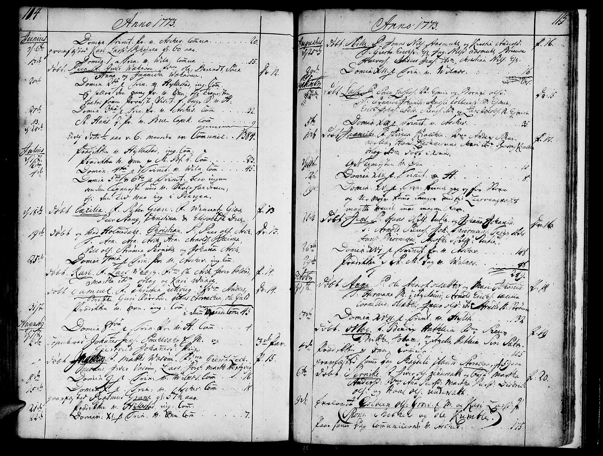 Askvoll sokneprestembete, AV/SAB-A-79501/H/Haa/Haaa/L0008: Parish register (official) no. A 8, 1749-1775, p. 114-115