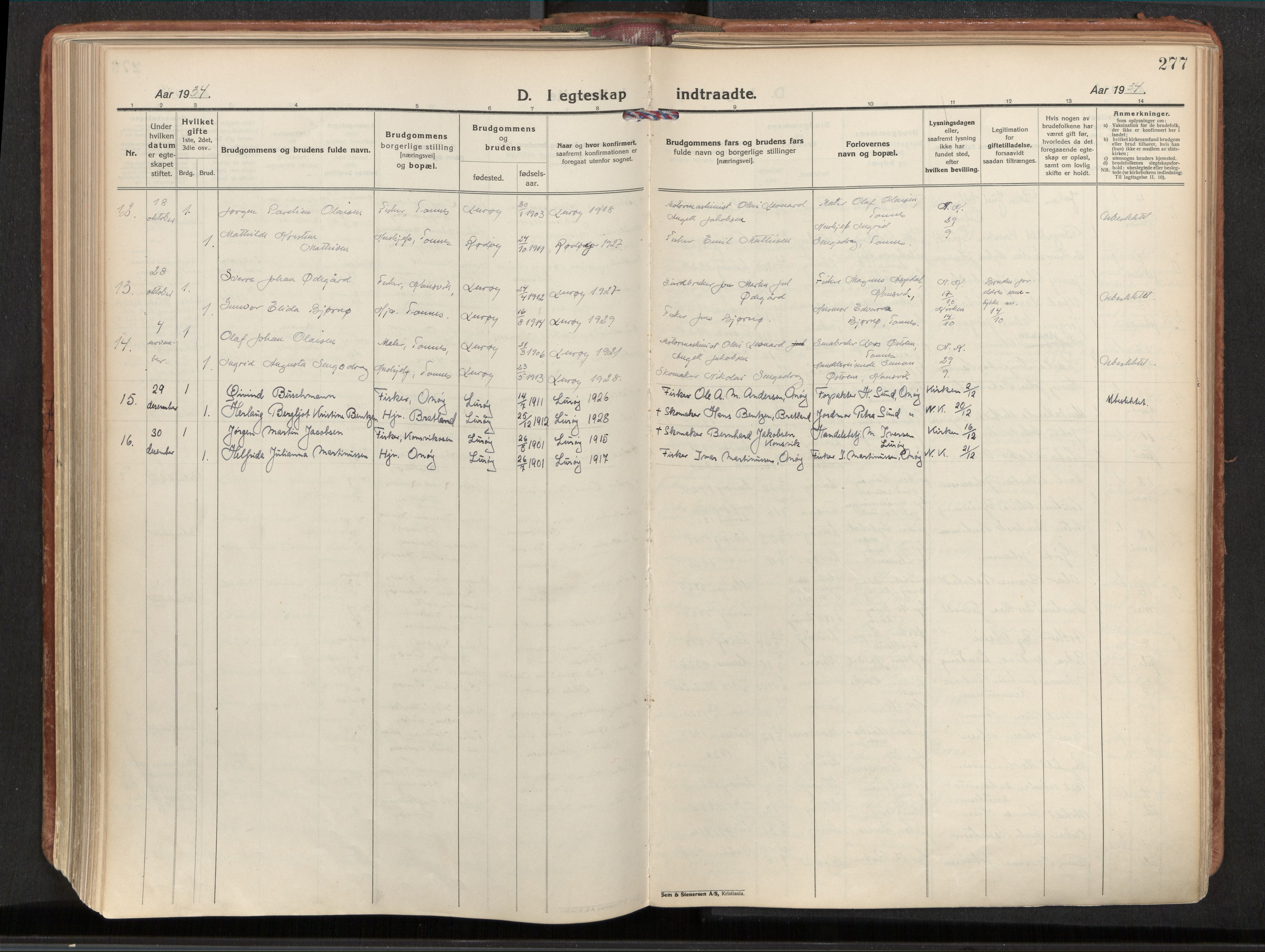 Ministerialprotokoller, klokkerbøker og fødselsregistre - Nordland, AV/SAT-A-1459/839/L0570: Parish register (official) no. 839A07, 1923-1942, p. 277