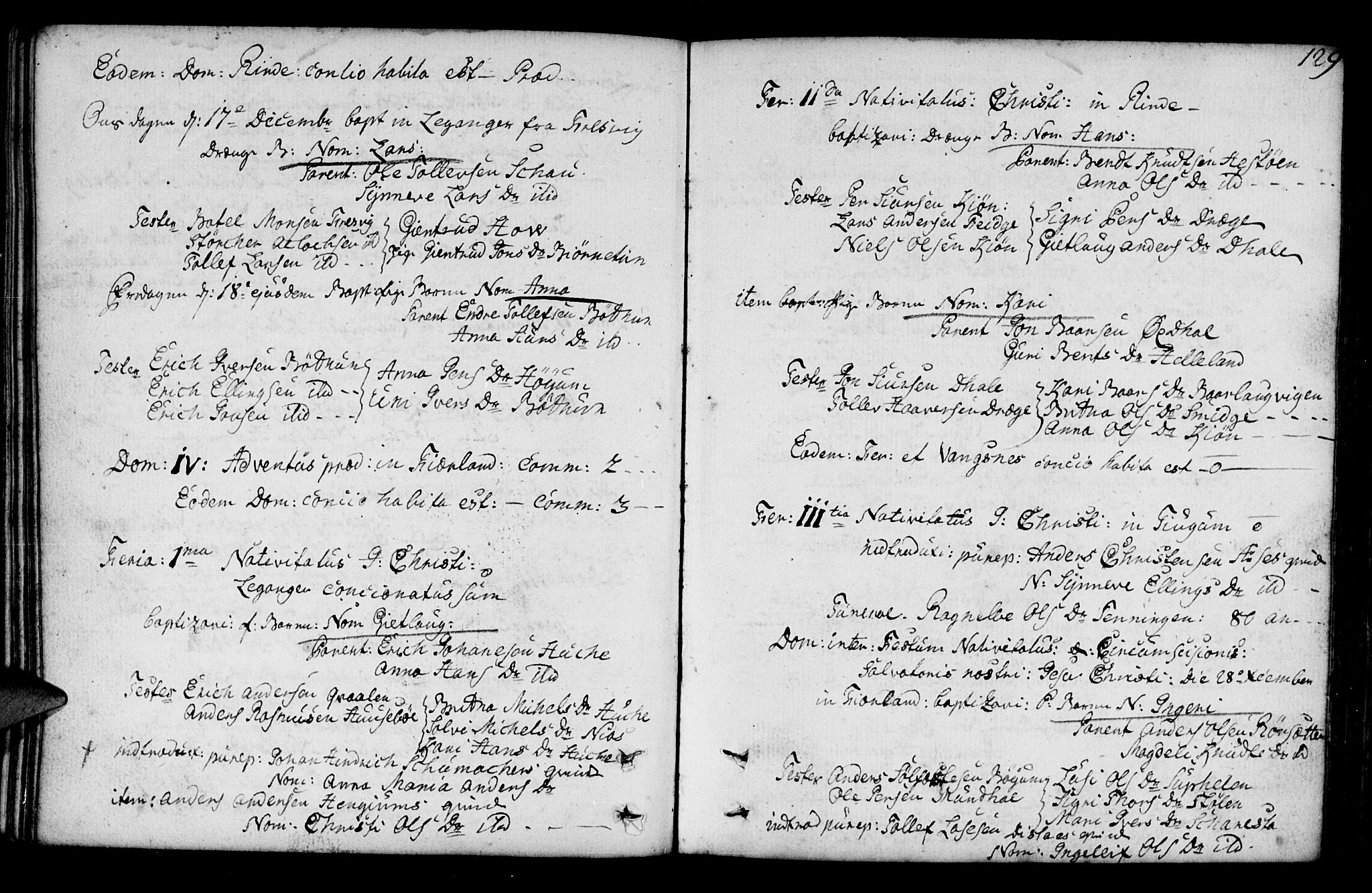 Leikanger sokneprestembete, SAB/A-81001: Parish register (official) no. A 3, 1756-1770, p. 129