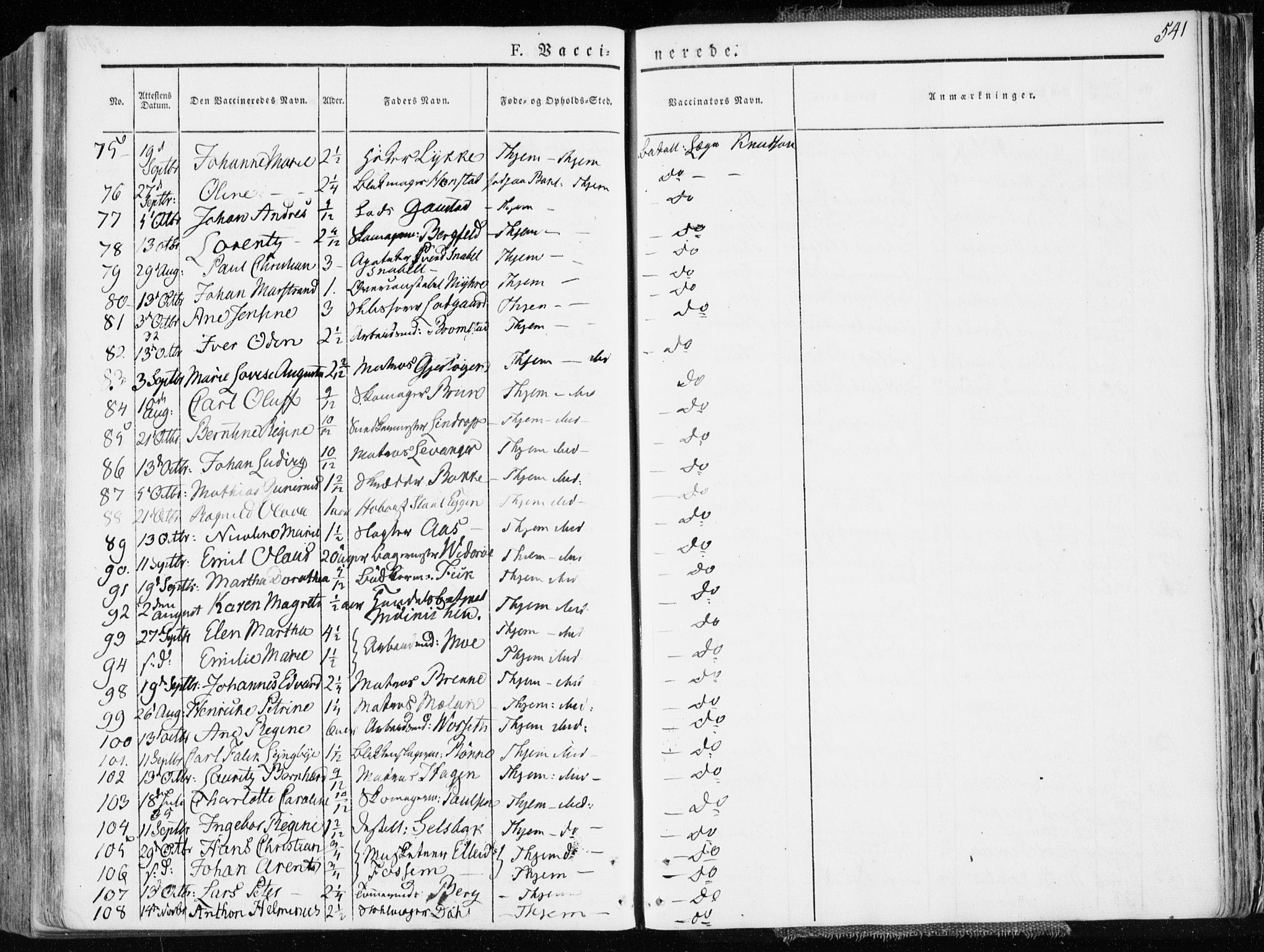 Ministerialprotokoller, klokkerbøker og fødselsregistre - Sør-Trøndelag, AV/SAT-A-1456/601/L0047: Parish register (official) no. 601A15, 1831-1839, p. 541