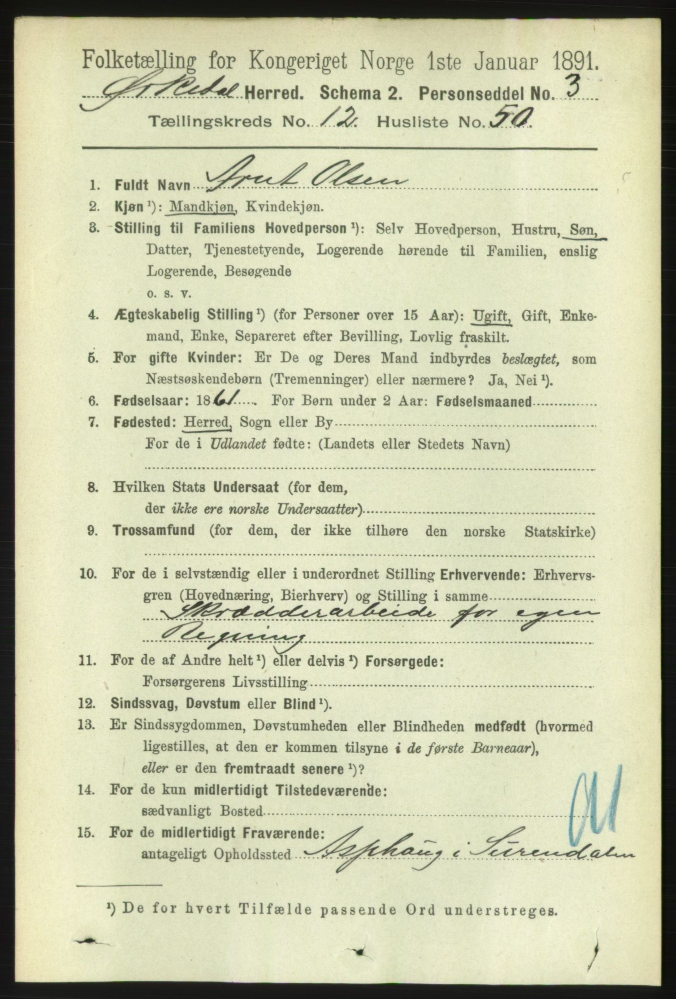 RA, 1891 census for 1638 Orkdal, 1891, p. 5860