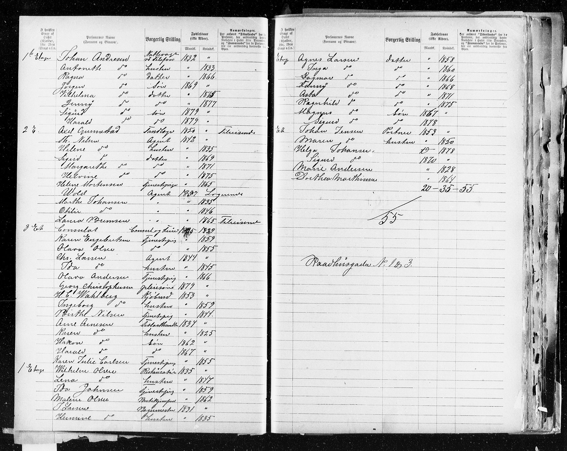 OBA, Municipal Census 1883 for Kristiania, 1883, p. 3473