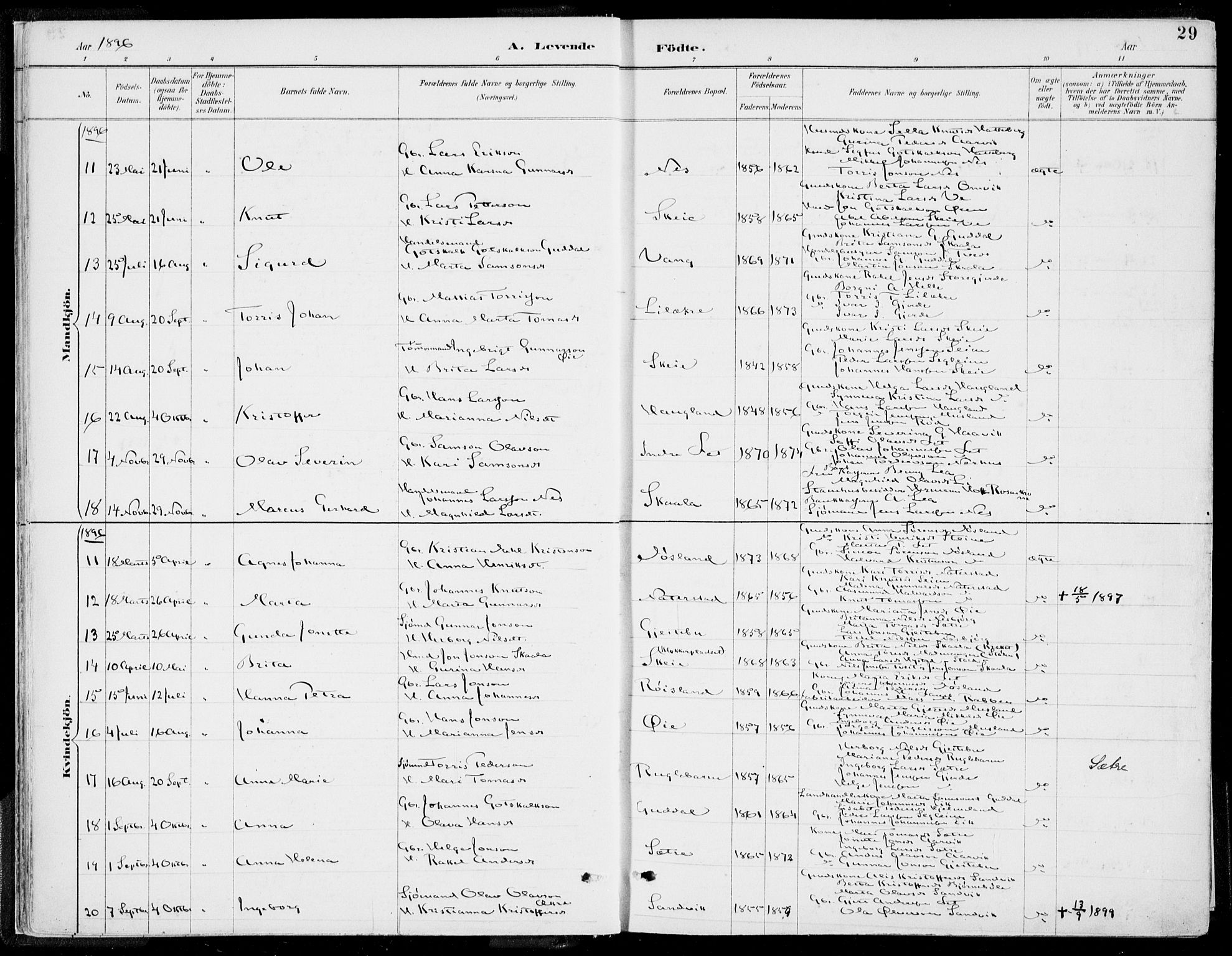 Kvinnherad sokneprestembete, AV/SAB-A-76401/H/Haa: Parish register (official) no. B  1, 1887-1921, p. 29