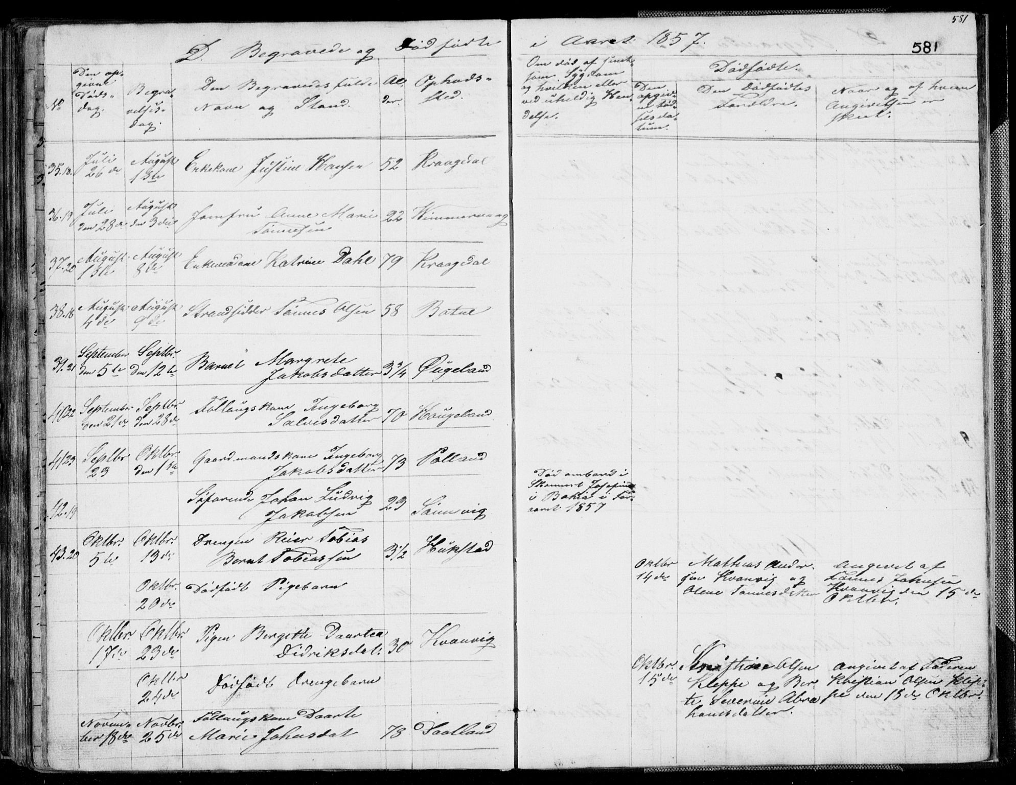 Flekkefjord sokneprestkontor, SAK/1111-0012/F/Fb/Fbb/L0002: Parish register (copy) no. B 2b, 1831-1866, p. 581