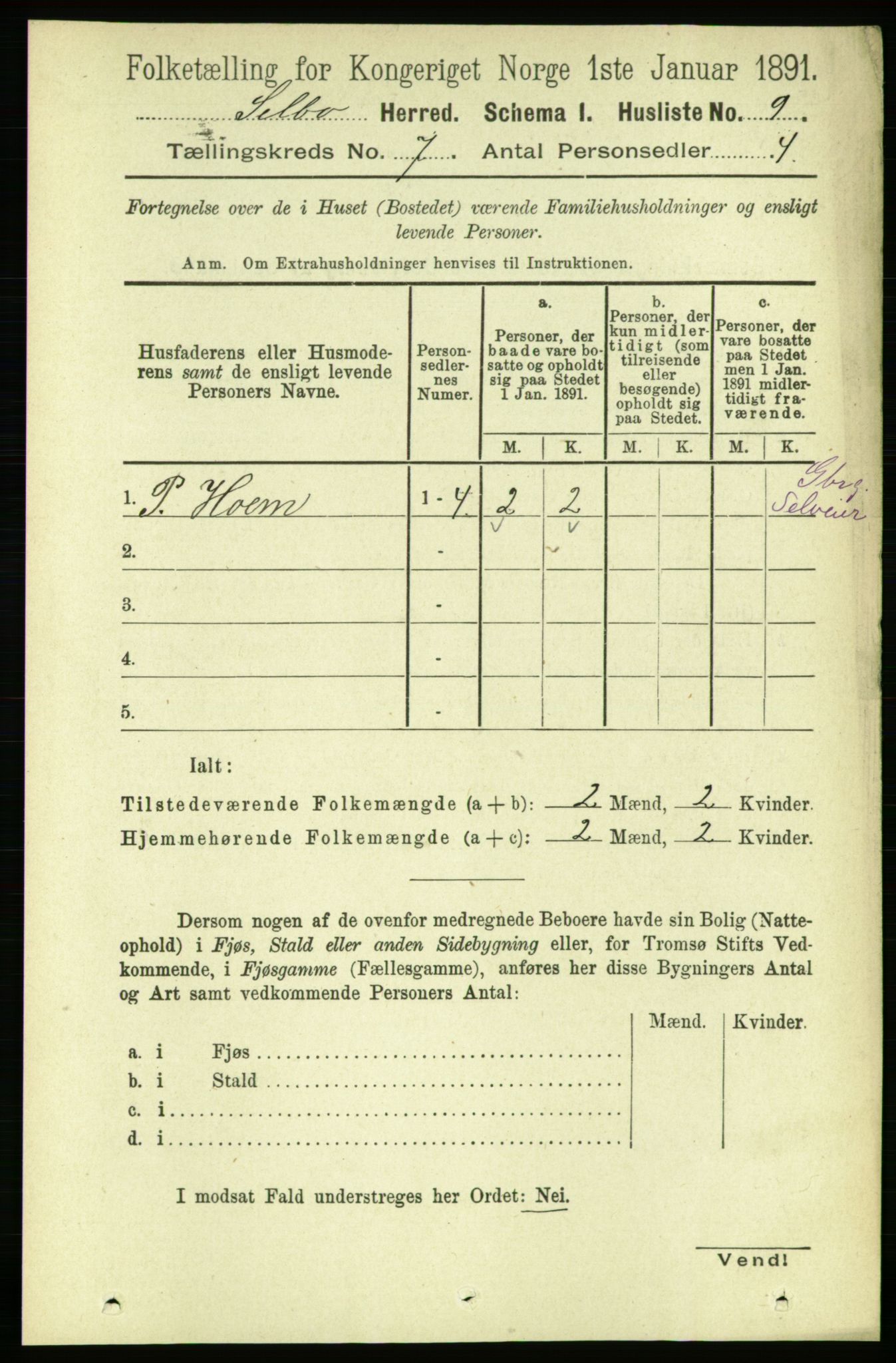 RA, 1891 census for 1664 Selbu, 1891, p. 2529