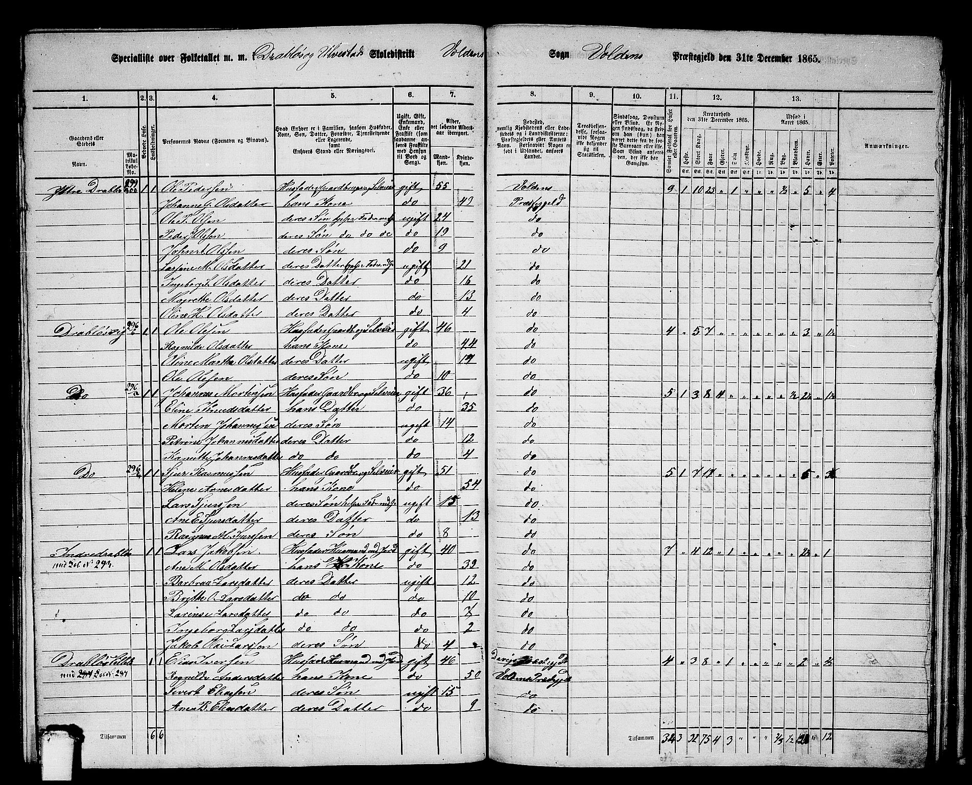 RA, 1865 census for Volda, 1865, p. 146