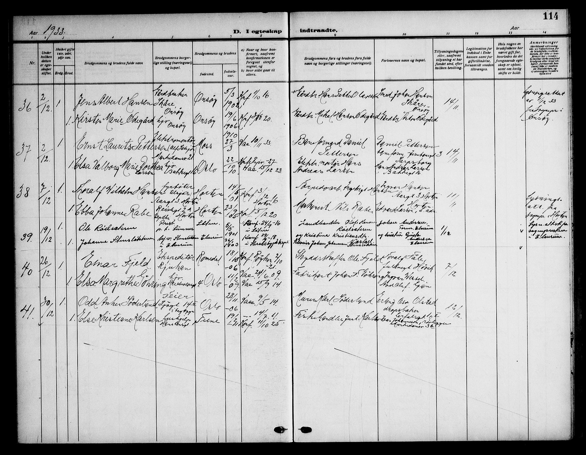 Piperviken prestekontor Kirkebøker, SAO/A-10874/F/L0002: Parish register (official) no. 2, 1911-1952, p. 114