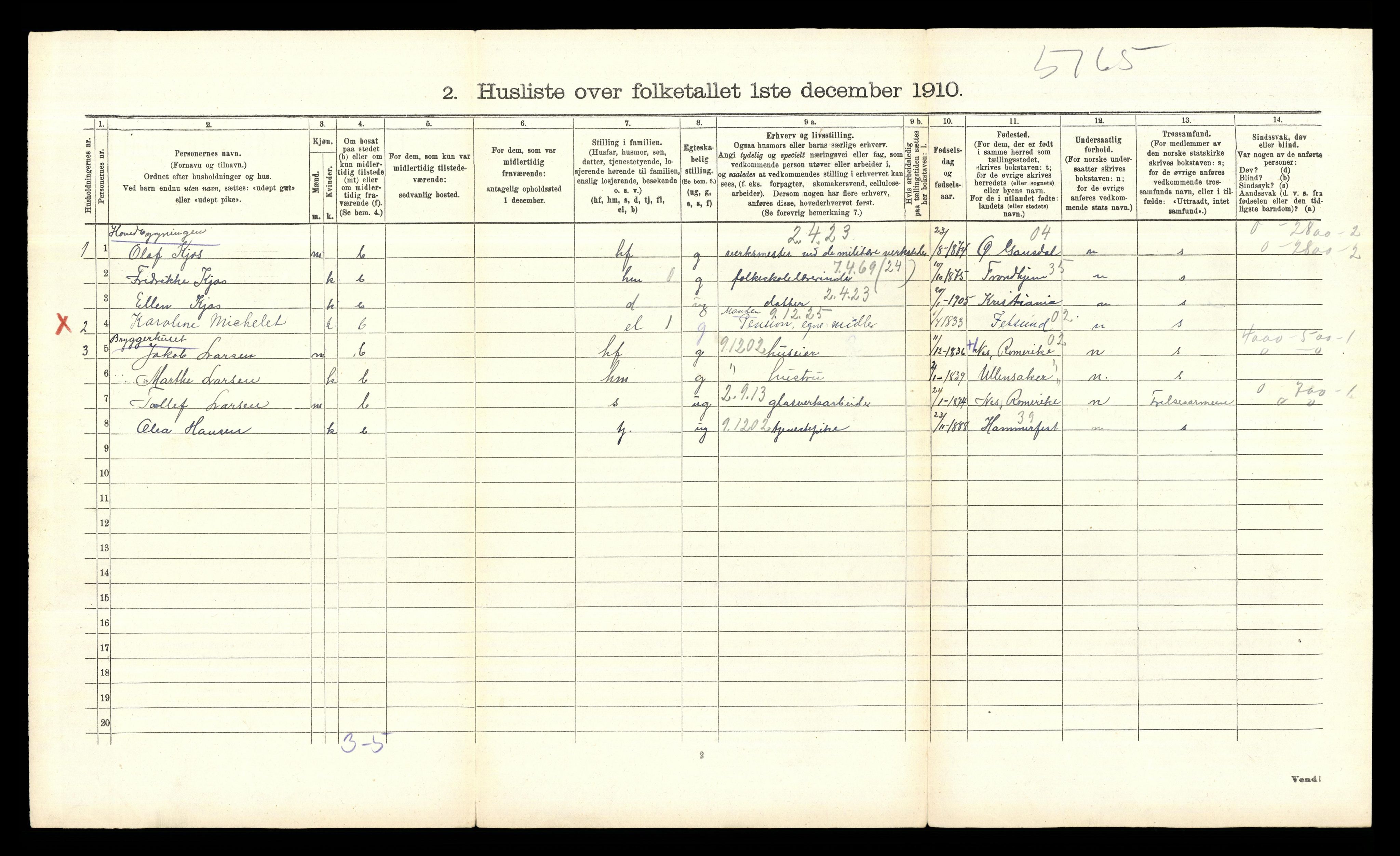 RA, 1910 census for Bærum, 1910, p. 1328