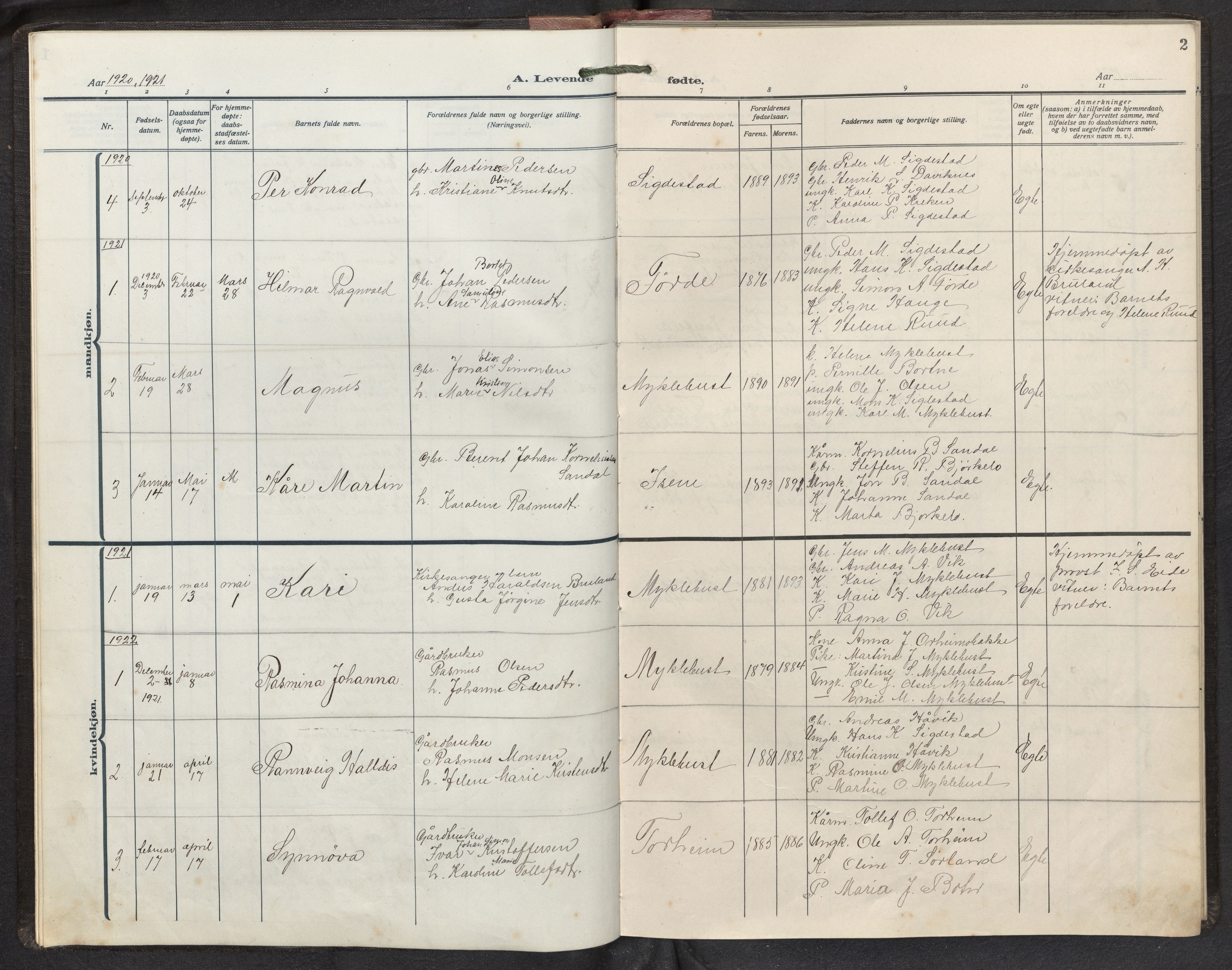 Davik sokneprestembete, SAB/A-79701/H/Hab/Habd/L0003: Parish register (copy) no. D 3, 1917-1953, p. 1b-2a