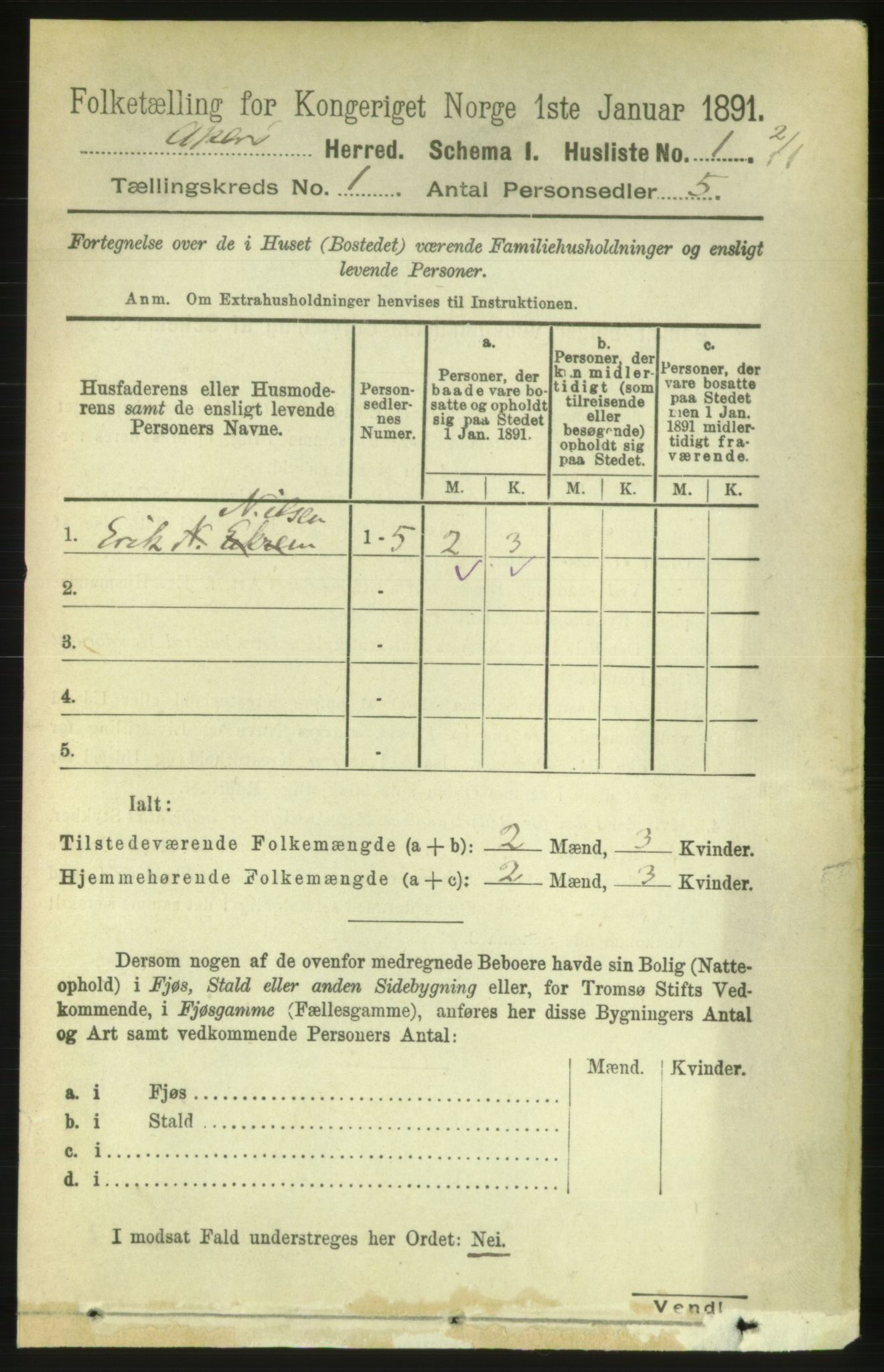 RA, 1891 census for 1545 Aukra, 1891, p. 22