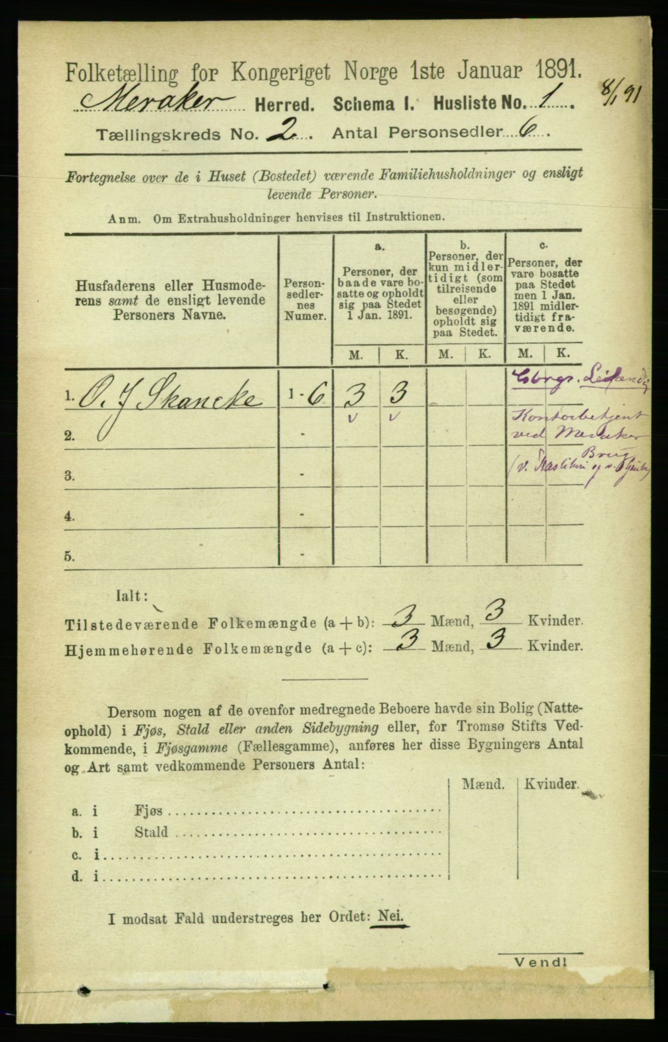 RA, 1891 census for 1711 Meråker, 1891, p. 505