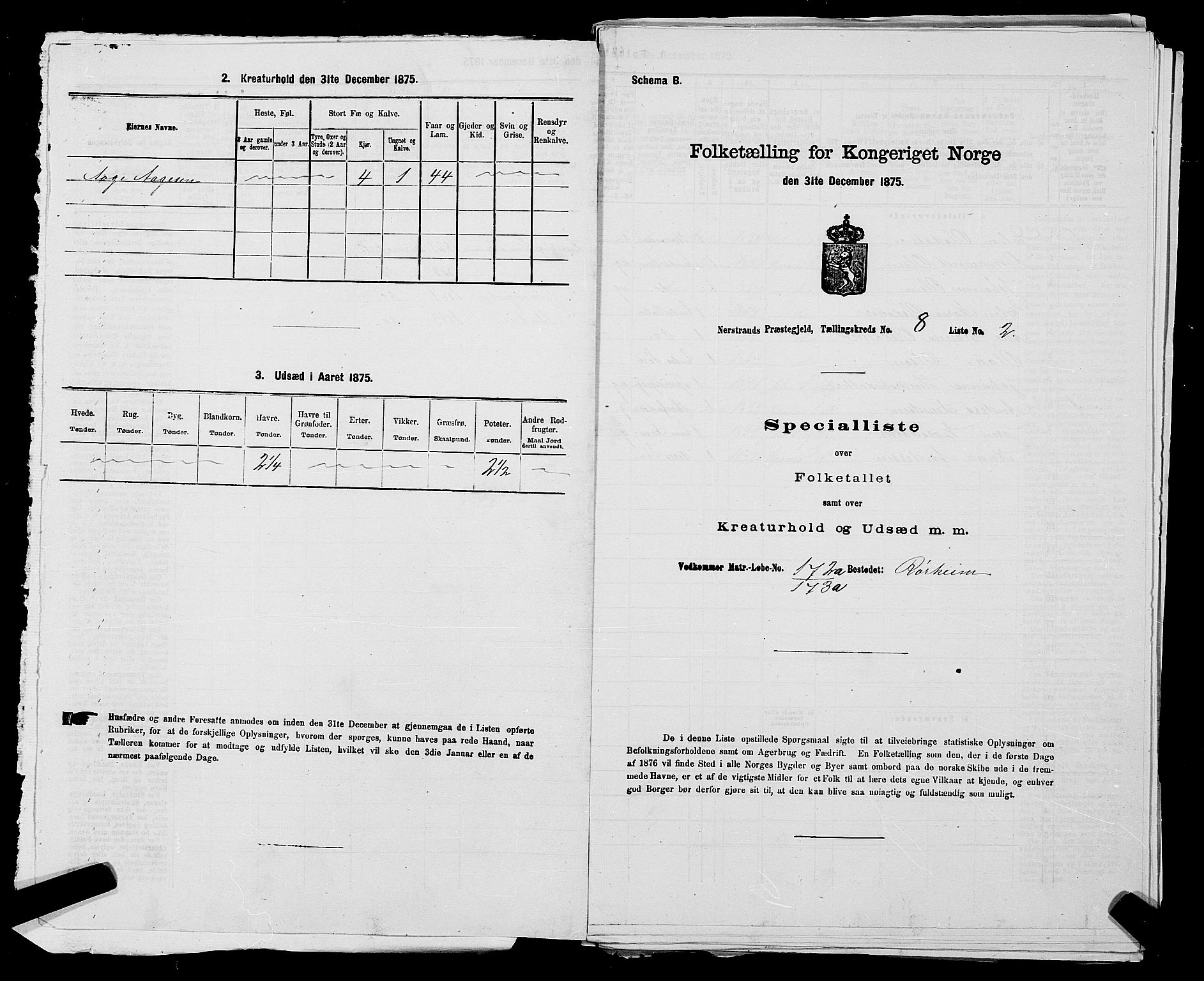 SAST, 1875 census for 1139P Nedstrand, 1875, p. 860