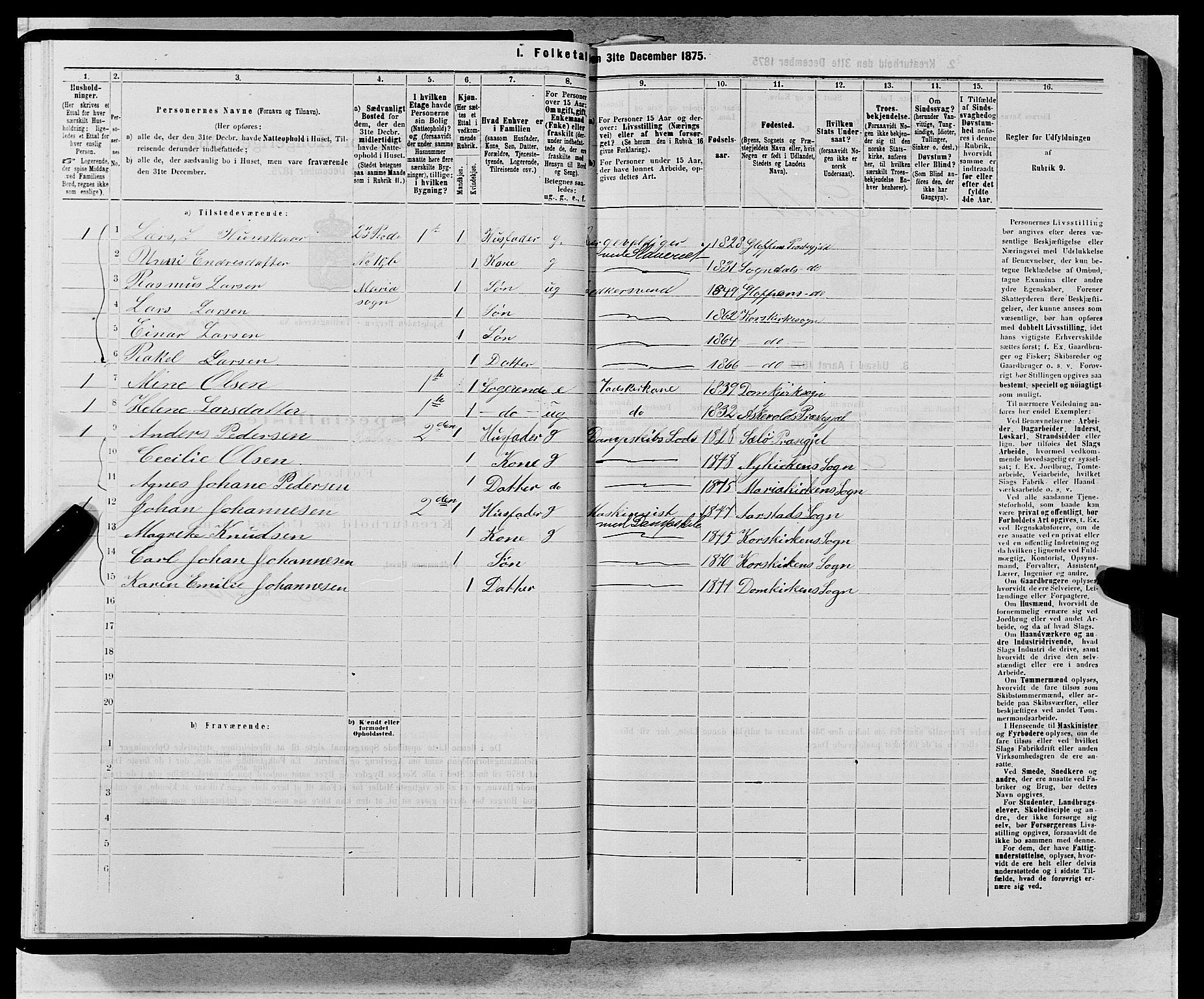 SAB, 1875 census for 1301 Bergen, 1875, p. 5224