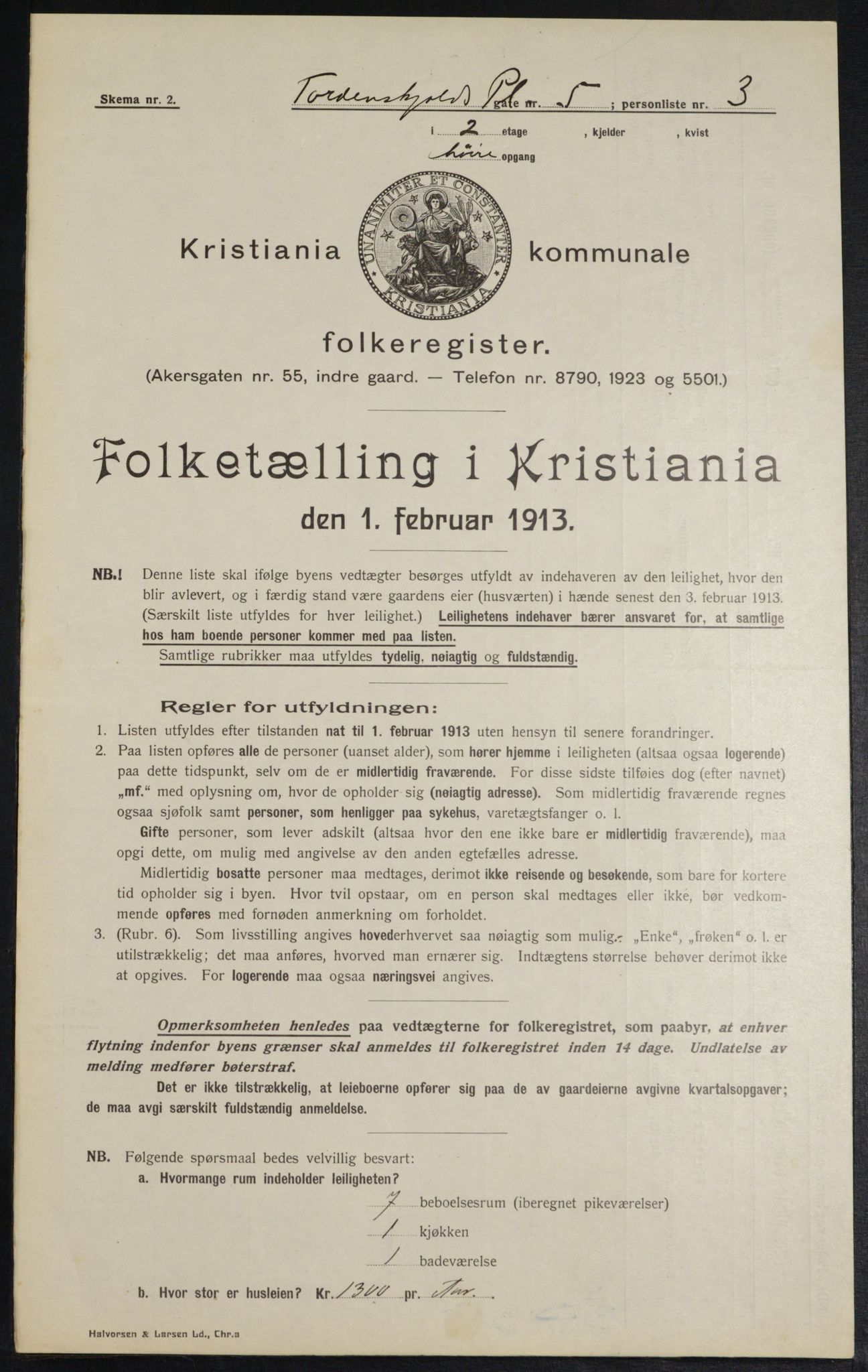 OBA, Municipal Census 1913 for Kristiania, 1913, p. 113895