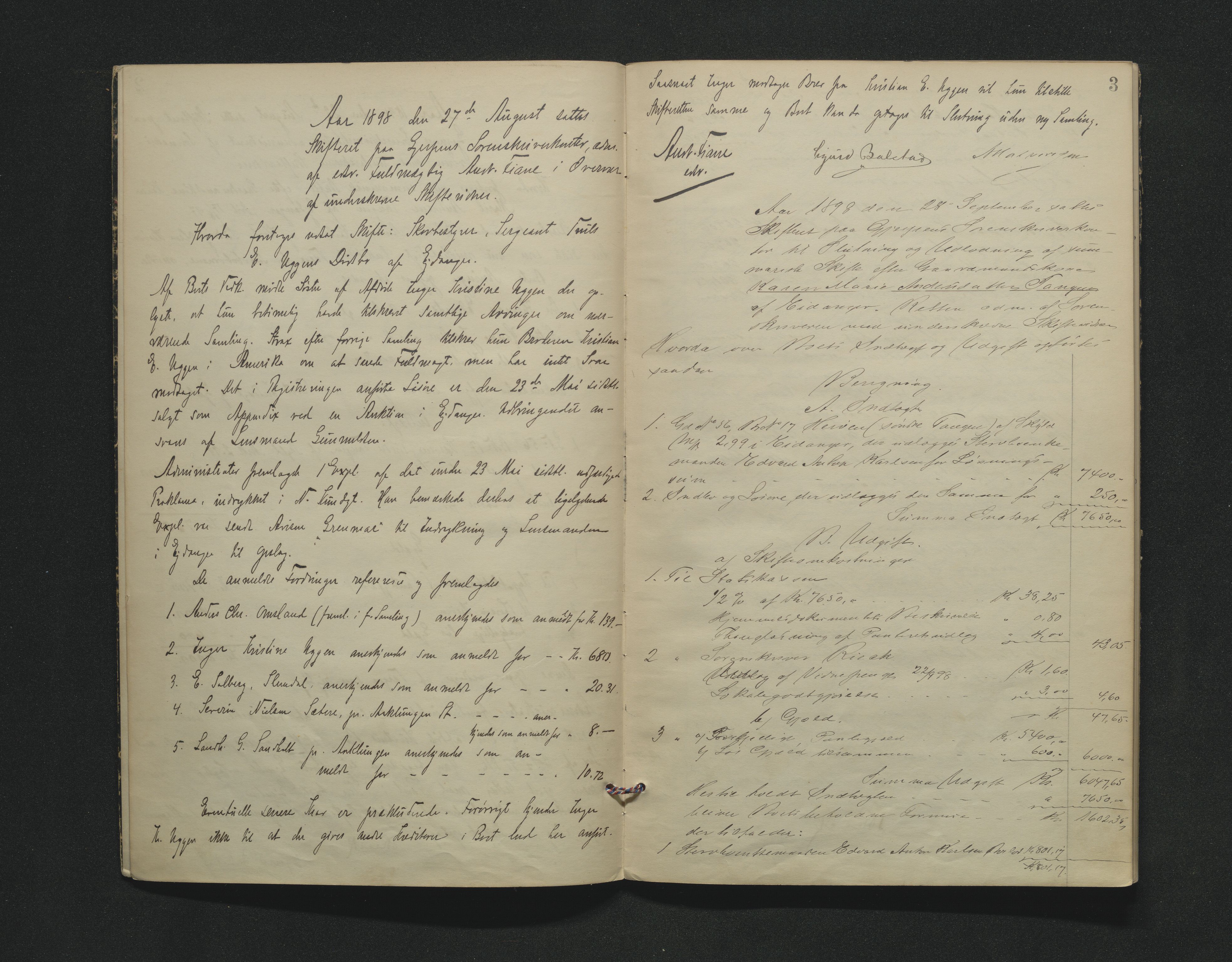 Bamble sorenskriveri, AV/SAKO-A-214/H/Hb/Hbc/L0012: Skifteforhandlingsprotokoll, 1898-1900, p. 3